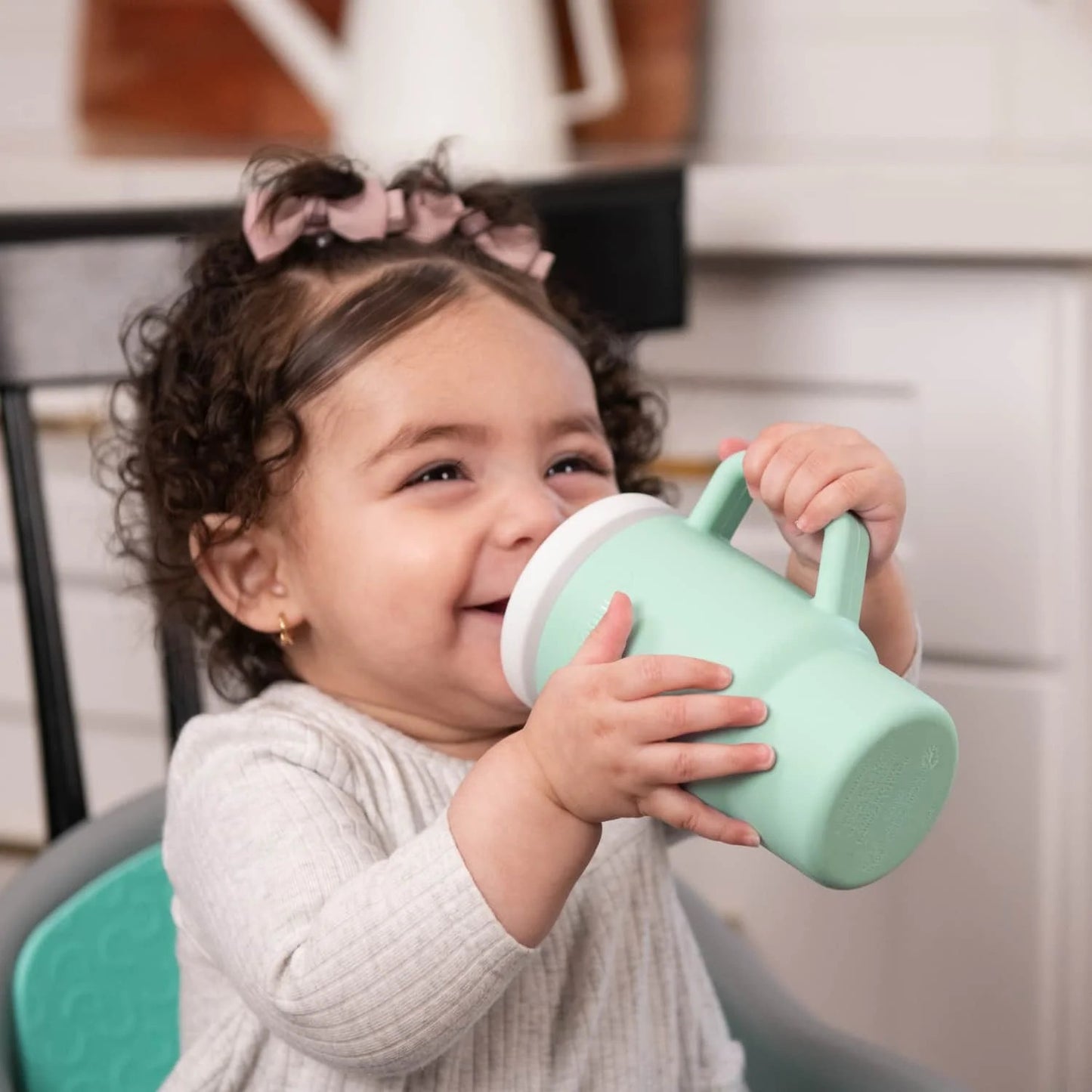 LunaLulinlk Tumbler – Adorable 9 oz. Training Cup with Toddler-Friendly Straw and Handle, Cool Mint