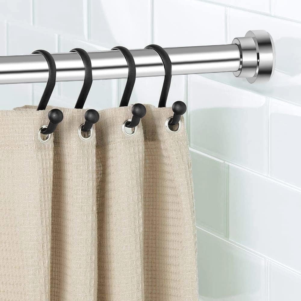 LunaLulinlk Swivel Shower Curtain Rod 31-50 inches Adjustable Silver Spring Tension Shower Rod