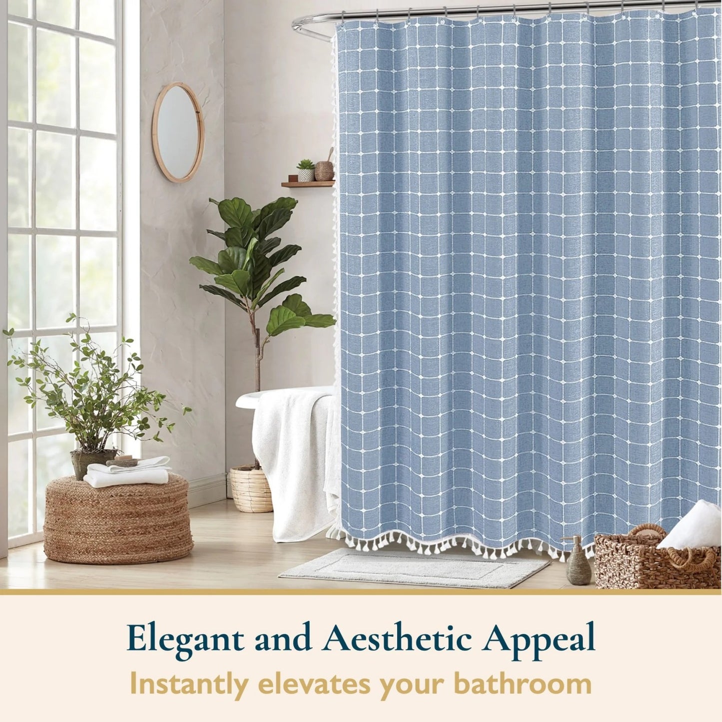 LunaLulinlk Tassel Shower Curtain Set with Hooks