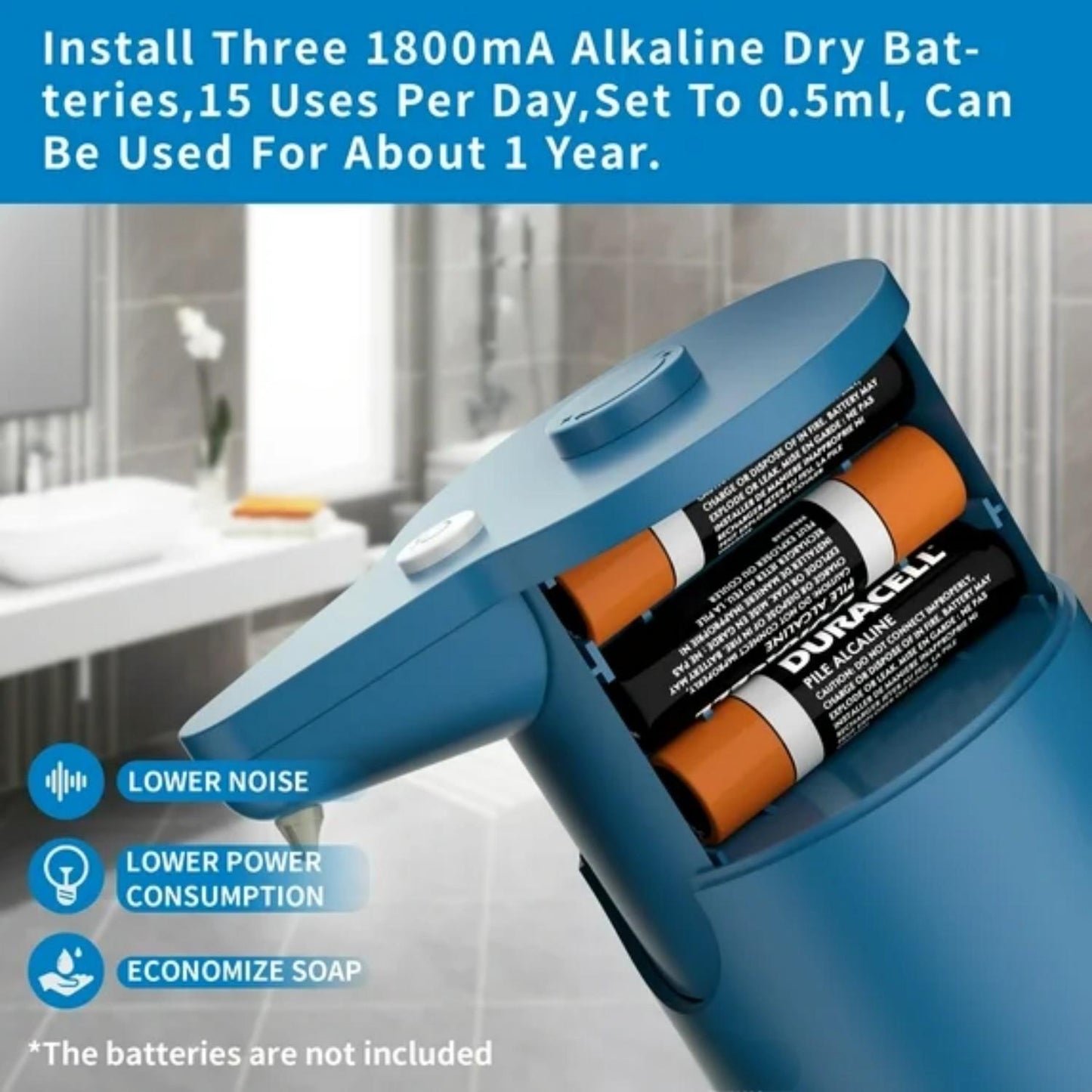 LunaLulinlk Soap Dispenser Touchless,Upgrade 15 Adjustable Volume for Thick and Thin Liquid Blue