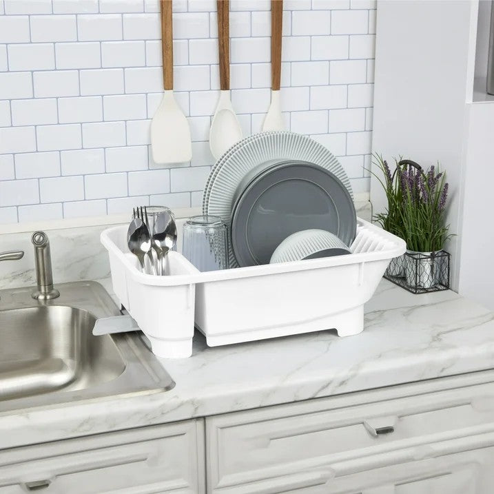 LunaLulinlk Sink Set, Space-efficient, Self-Draining with Retractable Spout, White
