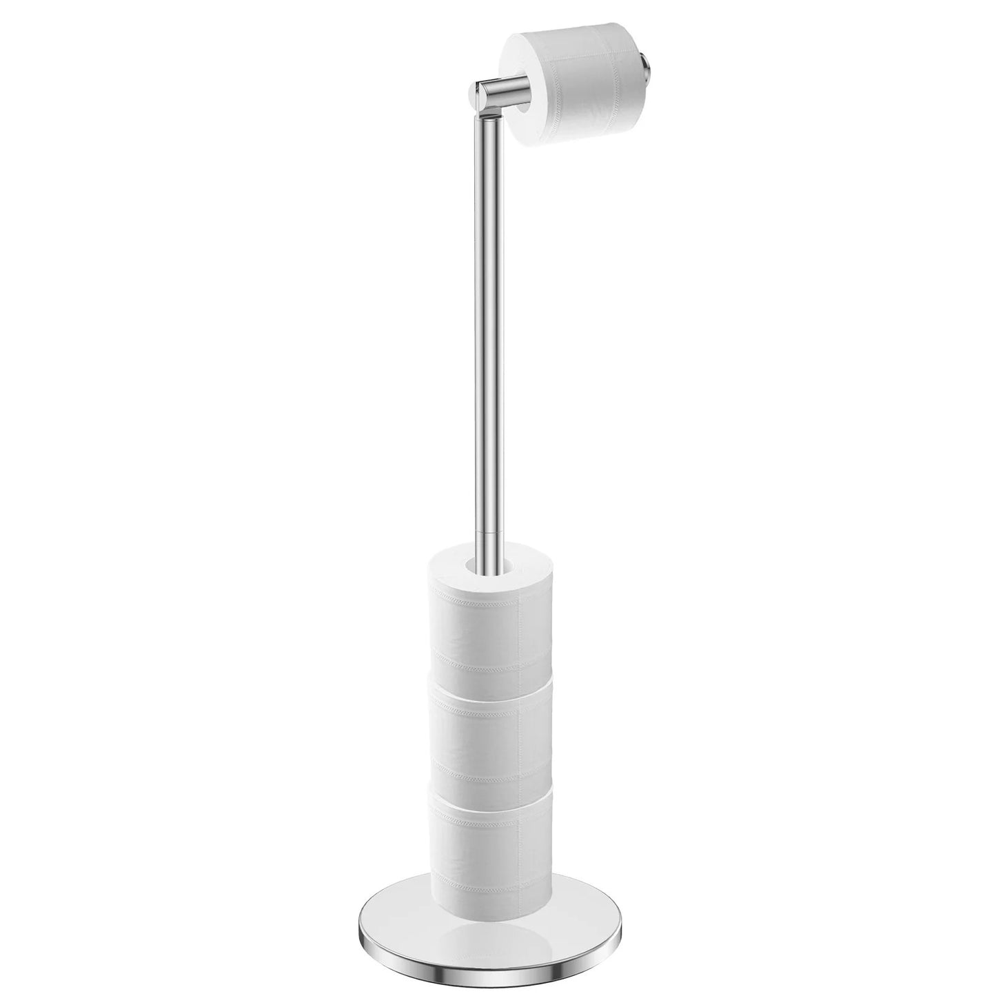 LunaLulinlk Toilet Paper Holder Freestanding Stainless Steel Foldable,Dispenser for Store Spare Toilet Paper for Bathroom, Washroom,Silver