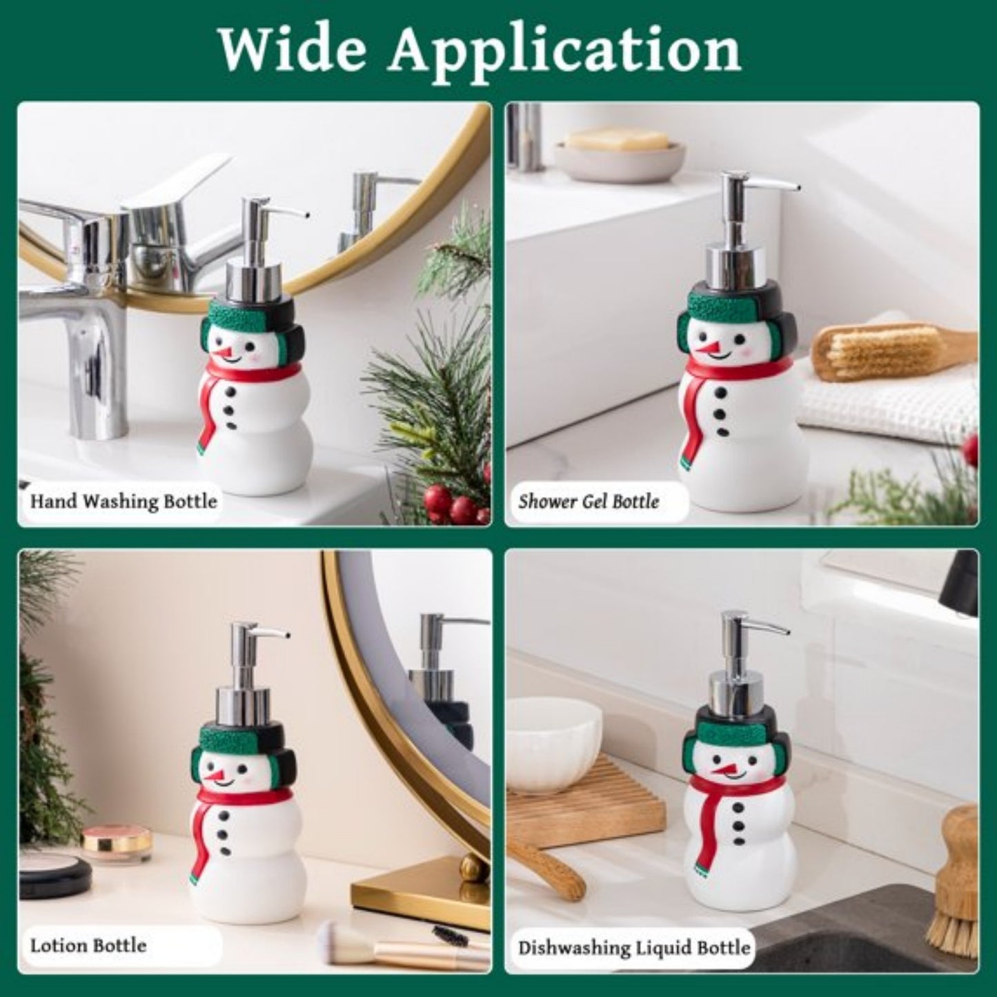 LunaLulinlk Siaomo Christmas Soap Dispenser,Resin Snowman Soap Dispenser with Lotion Pump,Countertop Soap Dispenser (Snowman)