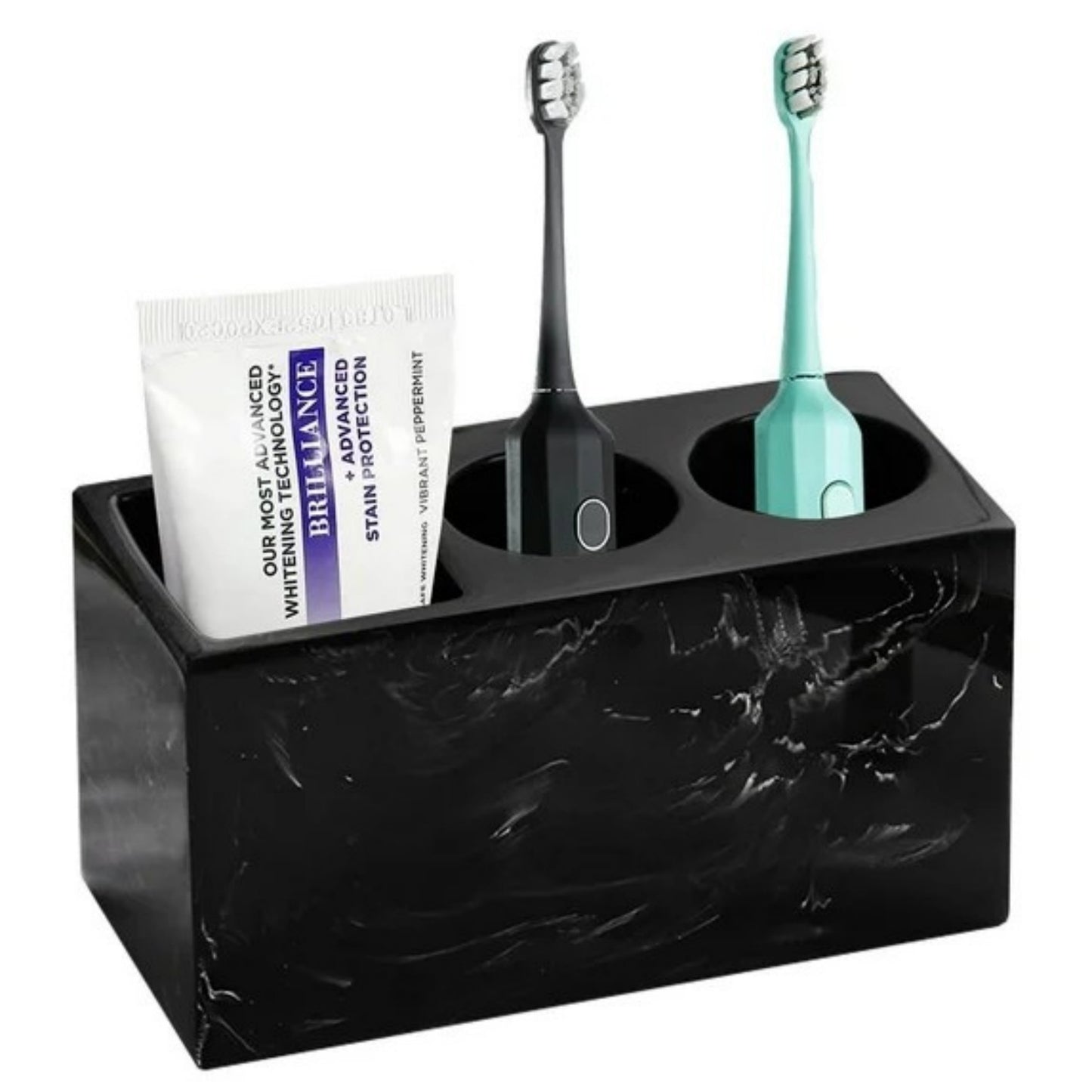 LunaLulinlk Toothbrush Holder, 3 Slots Electric Toothbrush and Toothpaste Holder, Resin Bathroom Countertop Storage Bathroom Black