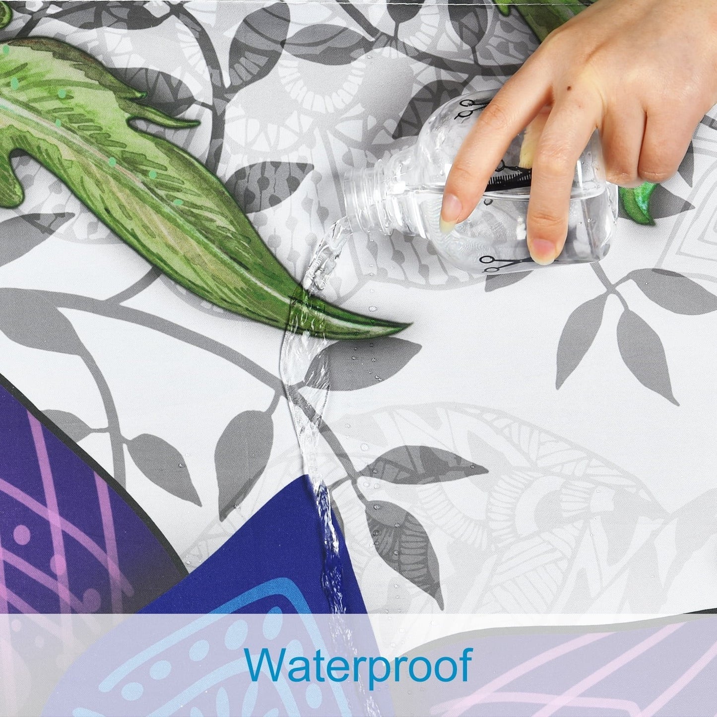LunaLulinlk Shower Curtain, Boho Floral Waterproof Fabric Bathroom Curtain