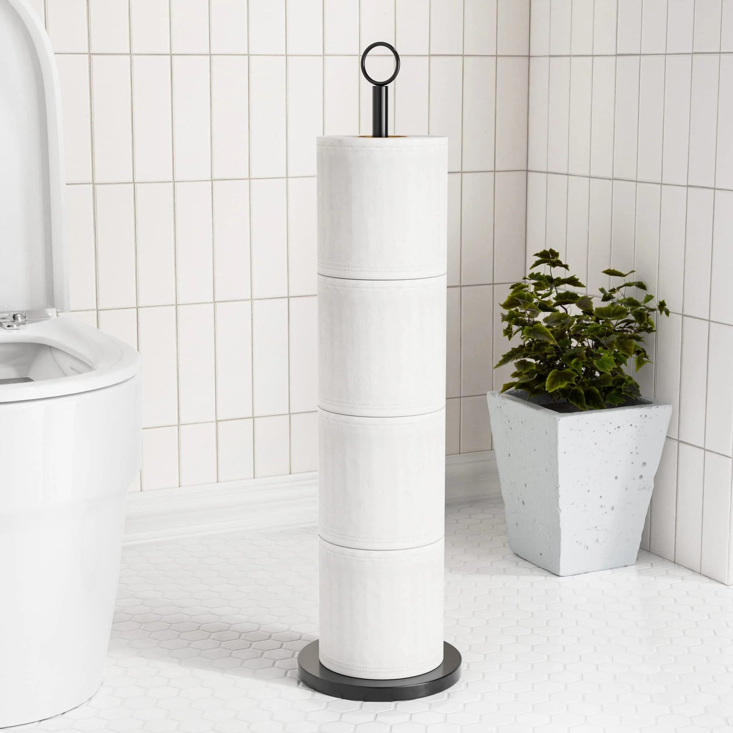 LunaLulinlk Toilet Paper Holder Stand(with Reserve Function), Free-Standing Spare Rolls Storage Holder, Stainless Steel