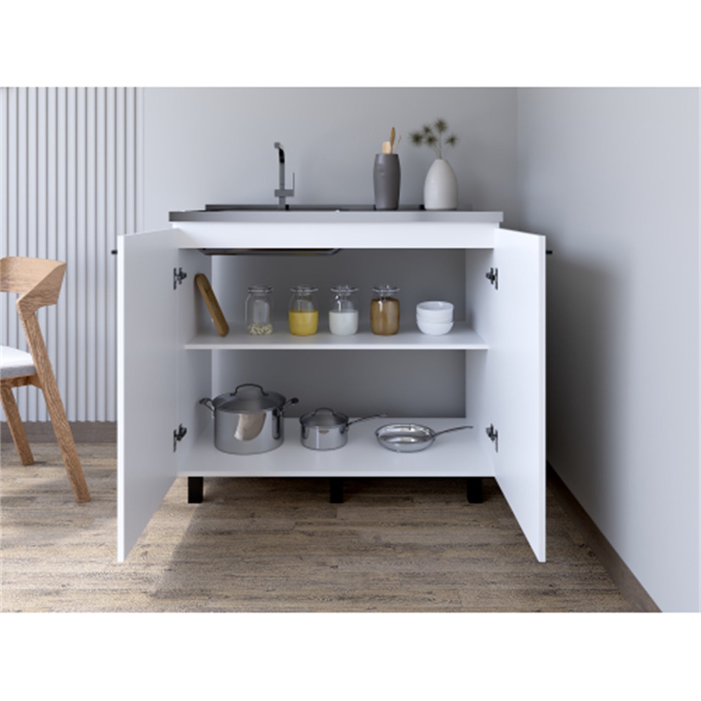 LunaLulinlk Utility Sink Cabinet, Kitchen, White