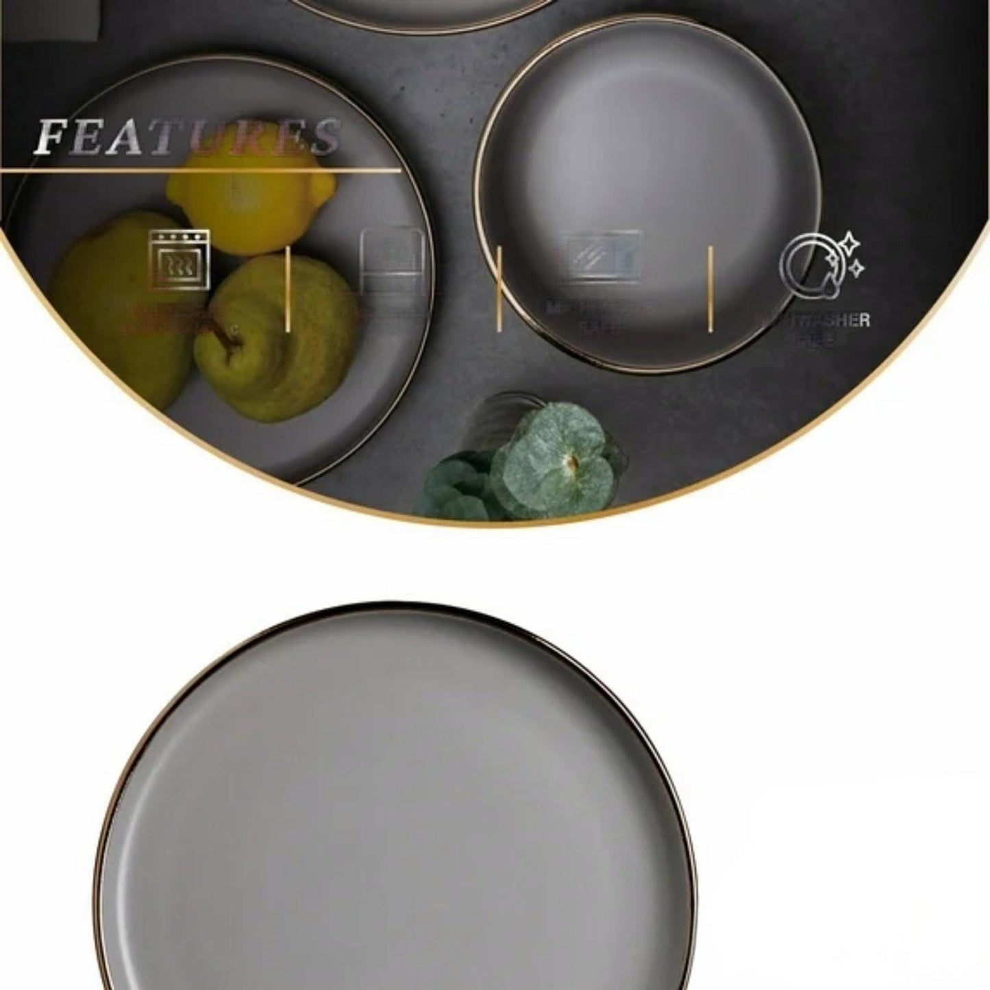 LunaLulinlk Stoneware Ava Dinner Plate, Grey
