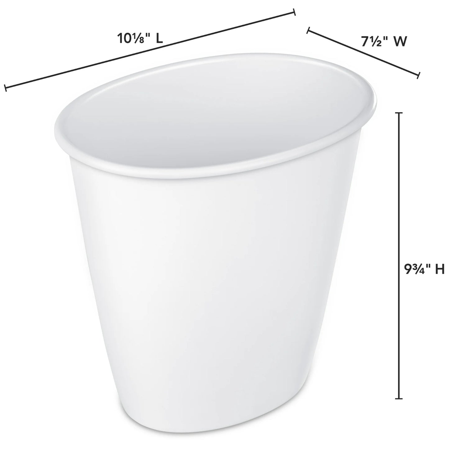 LunaLulinlk White 1.5 Gallon Oval Basin Trash Can 4-Pack, Plastic