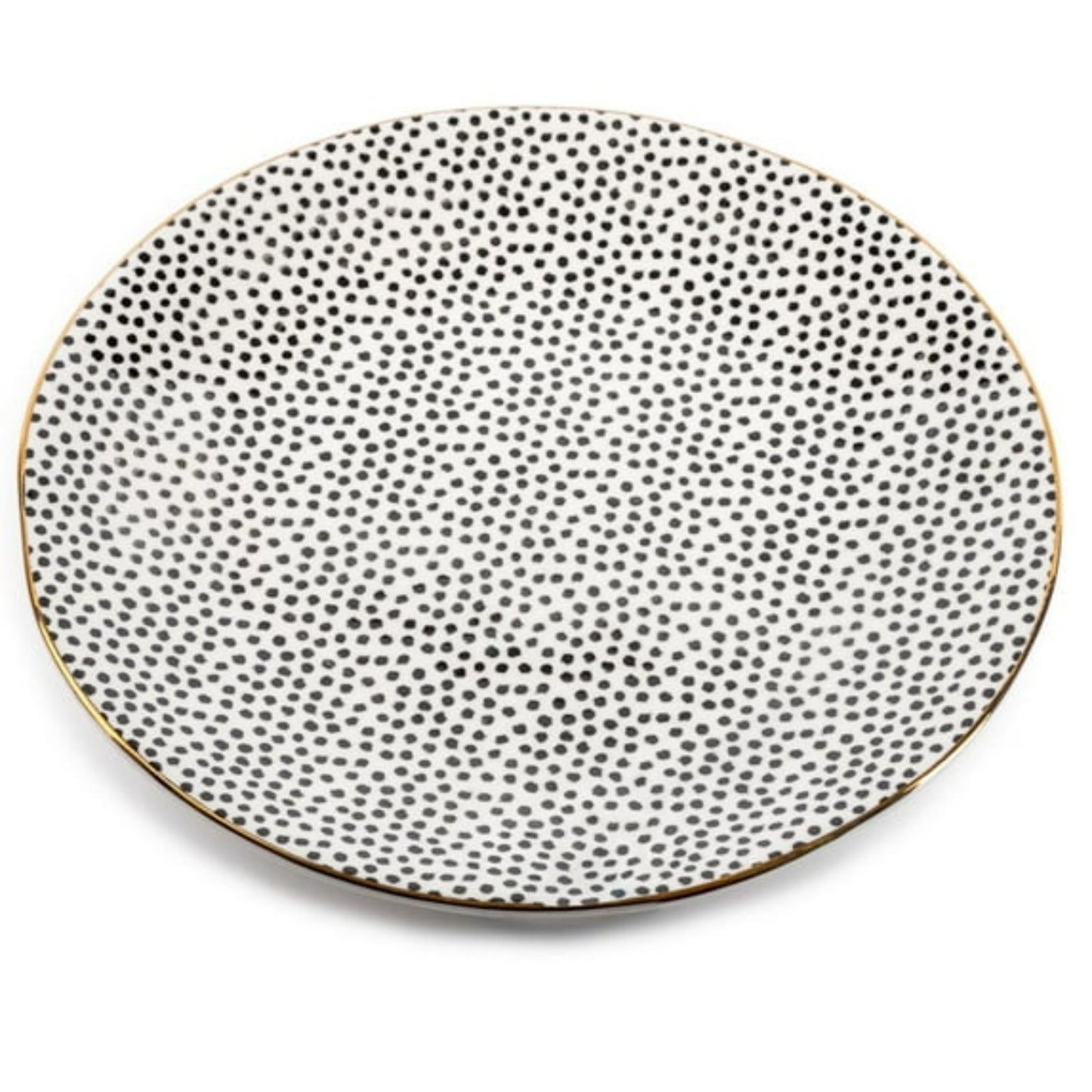 LunaLulinlk Stoneware Dinner Plate, Black & White, Dot Collection