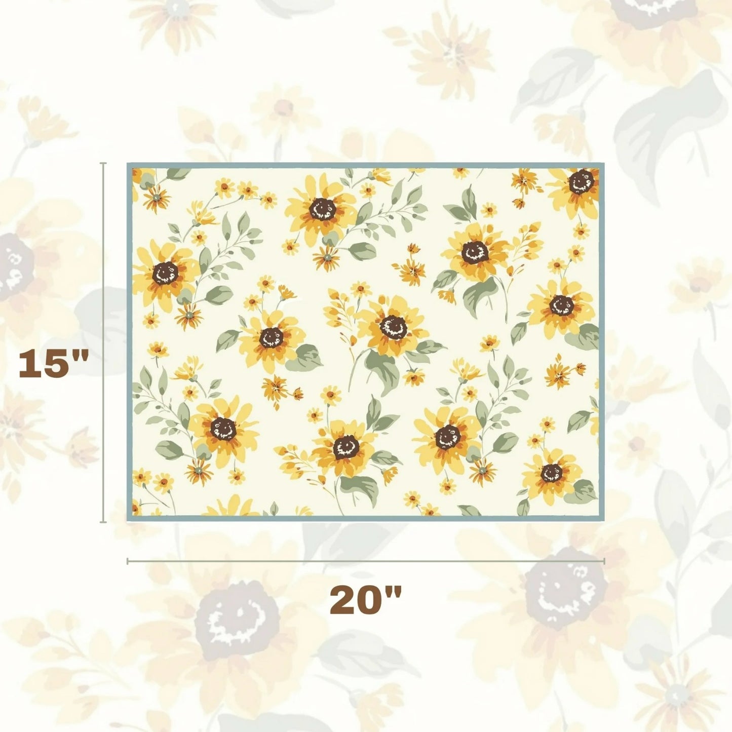 LunaLulinlk Sunflowers Countertop Dish Drying Mat, Decorative Dish Drying Pad