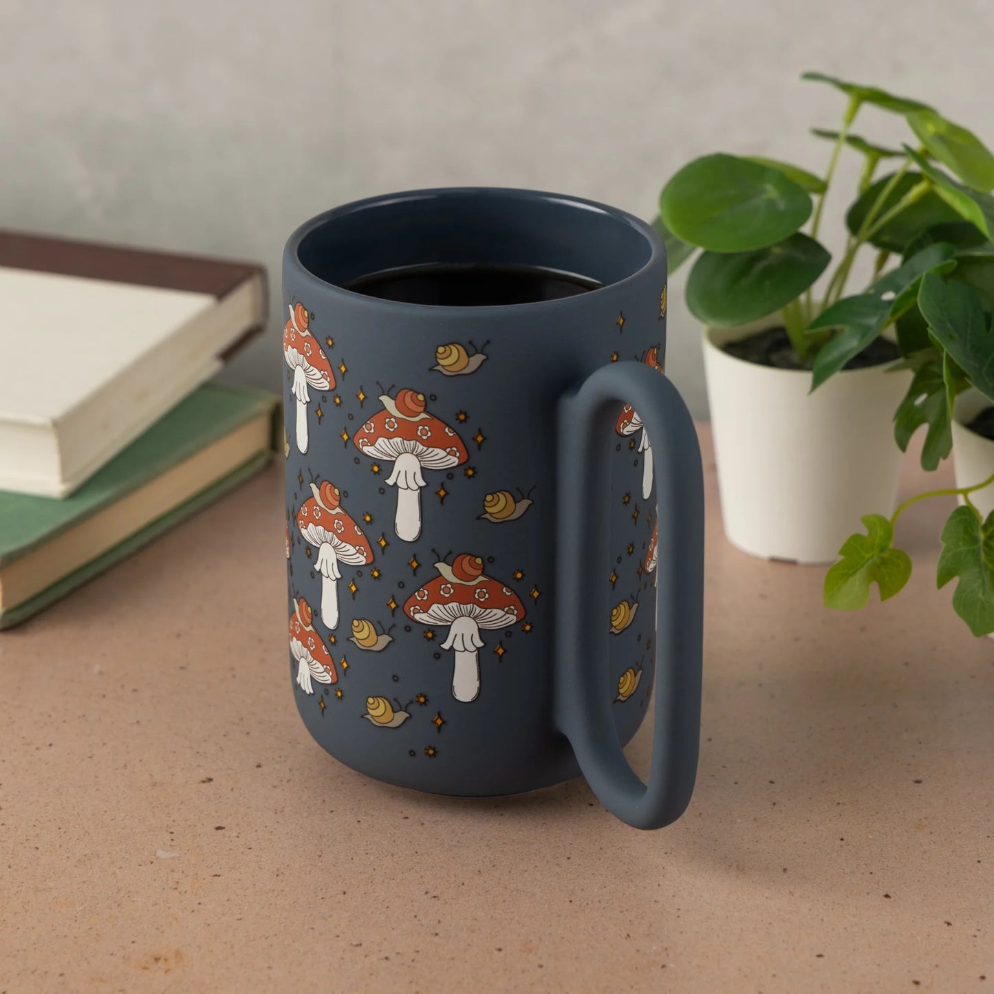LunaLulinlk Stoneware Soft Touch Mushroom Mug, 18.6 fl oz