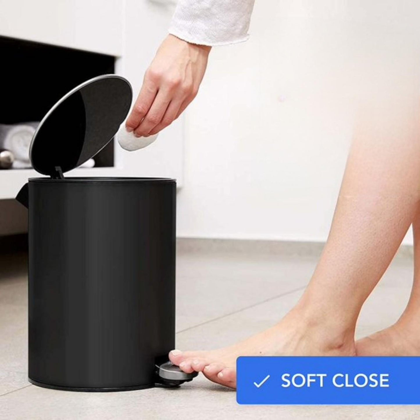 LunaLulinlk Stainless Steel 3L Bathroom Trash Can with Soft Close Lid - Brushed Nickel