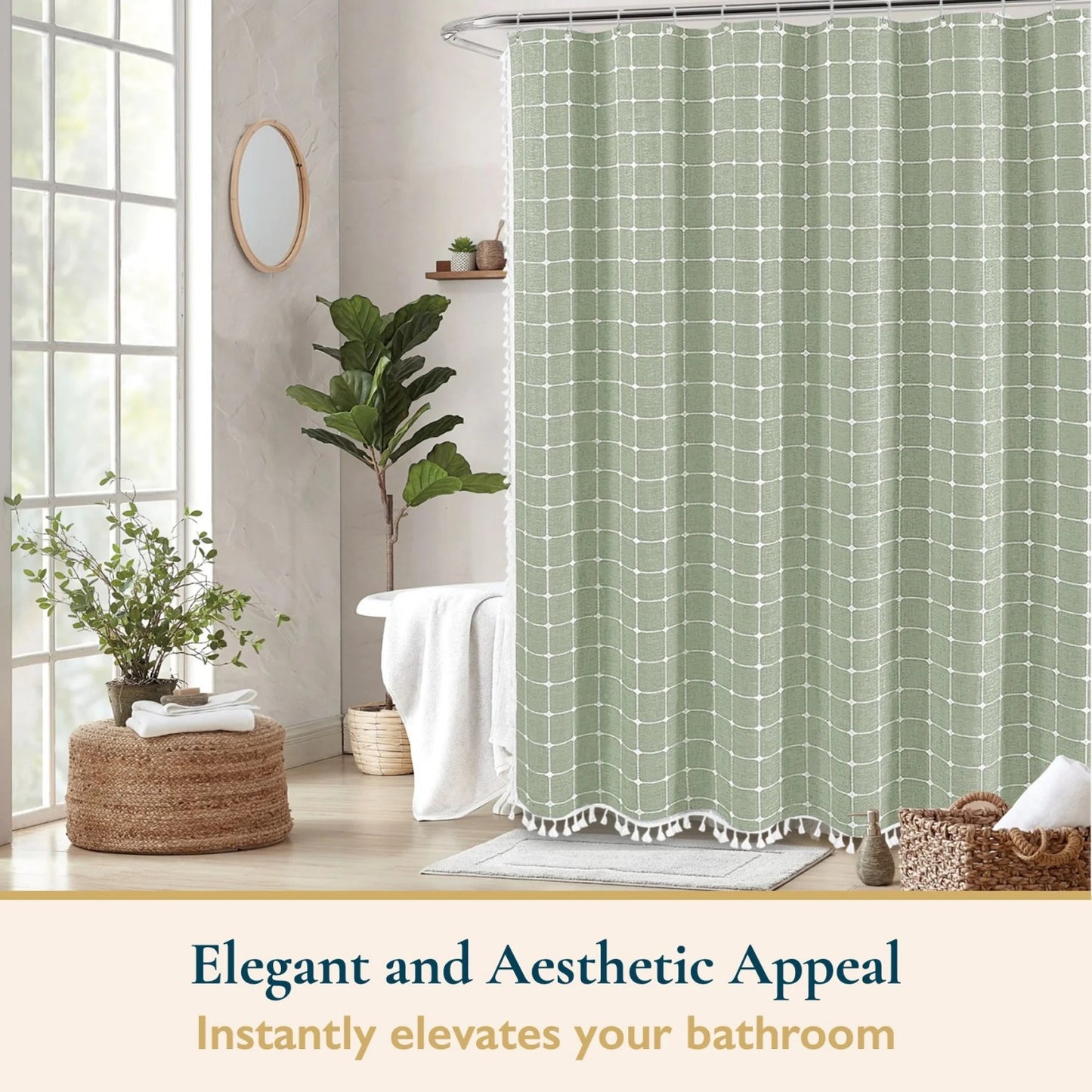 LunaLulinlk Tassel Shower Curtain Set with Hooks