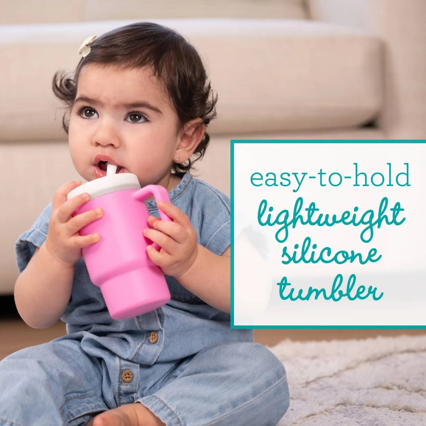 LunaLulinlk Tumbler – Adorable 9 oz. Training Cup with Toddler-Friendly Straw and Handle, Cotton Candy