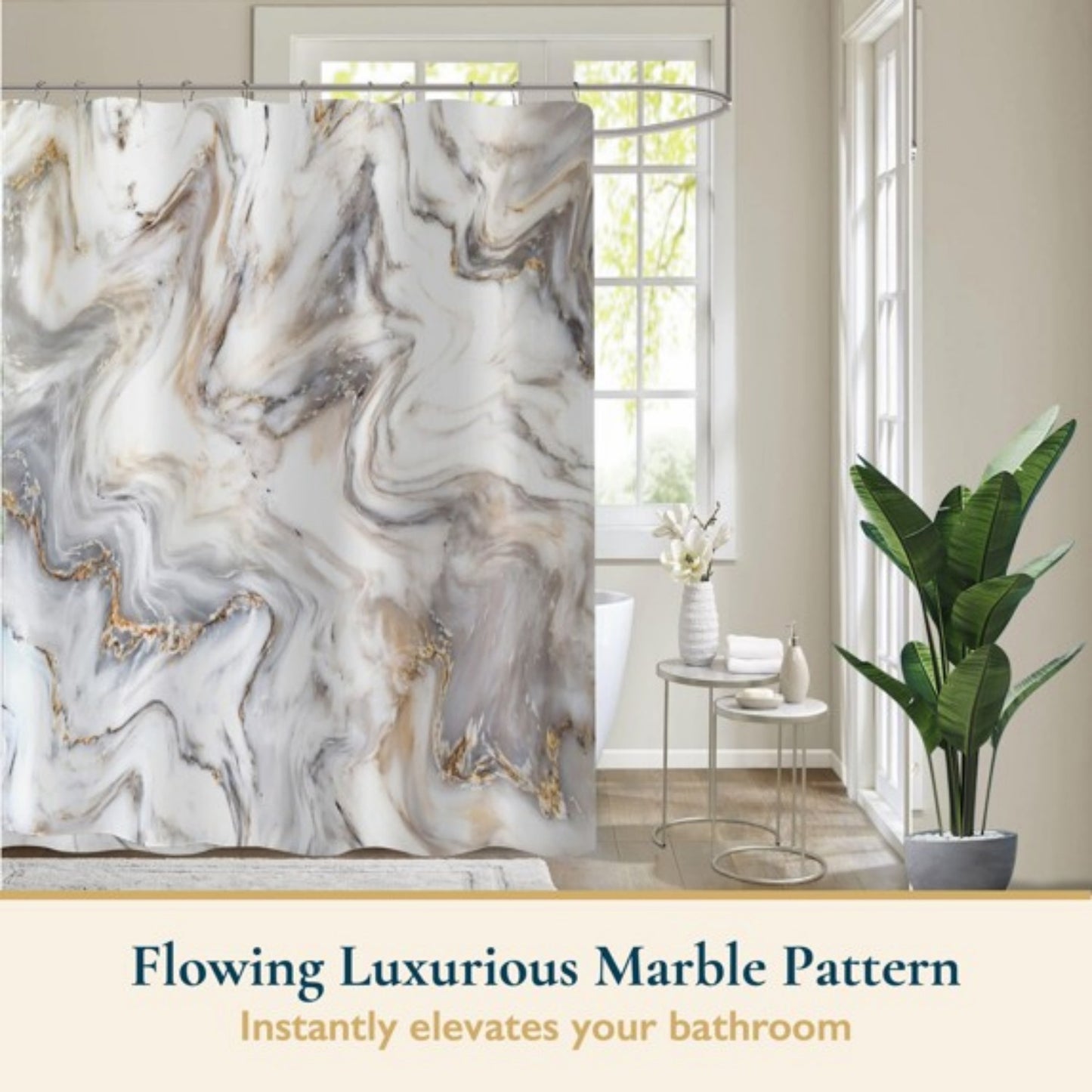 LunaLulinlk Shower Curtain with Hooks – Heavy-Duty Mold/Mildew-Resistant