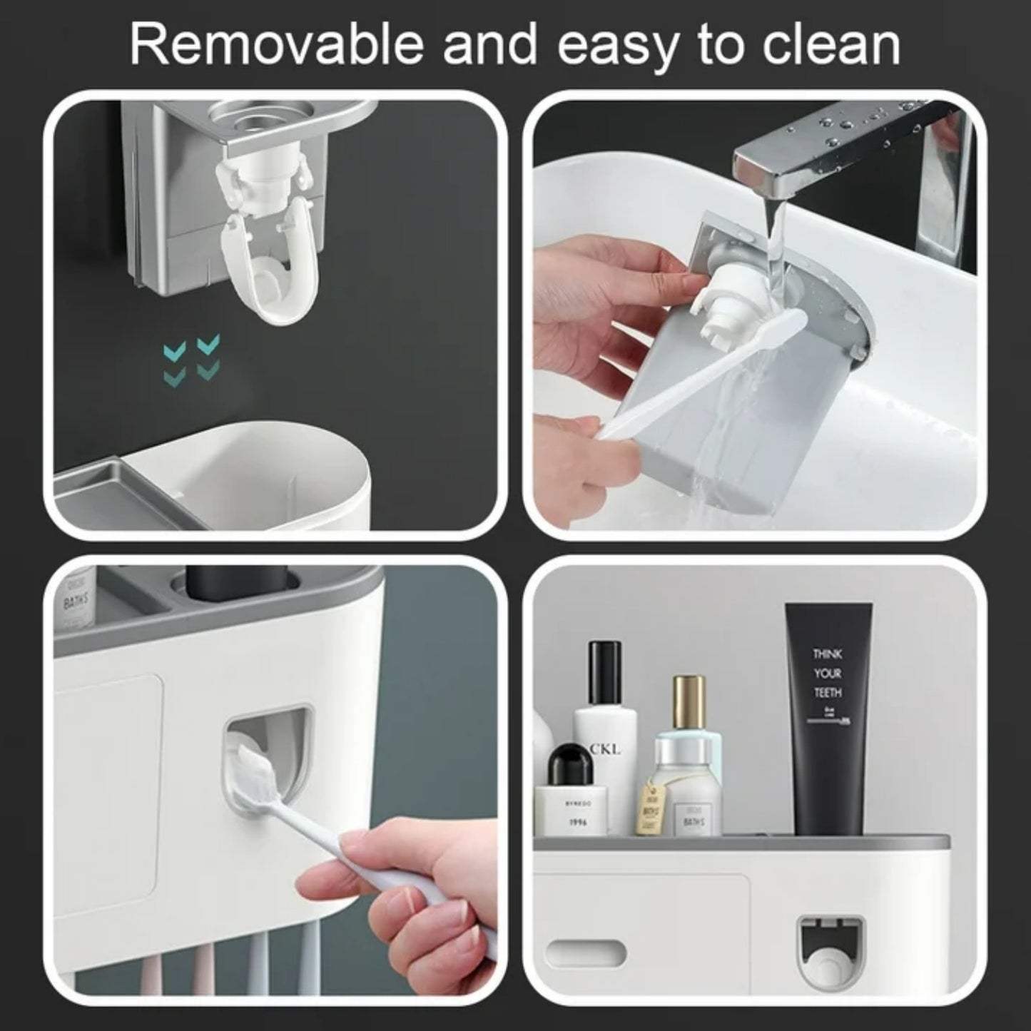 LunaLulinlk Toothbrush Holder for Bathroom, Toothpaste Holder and Dispenser,Wall Mounted Toothbrush Cup Holder with White