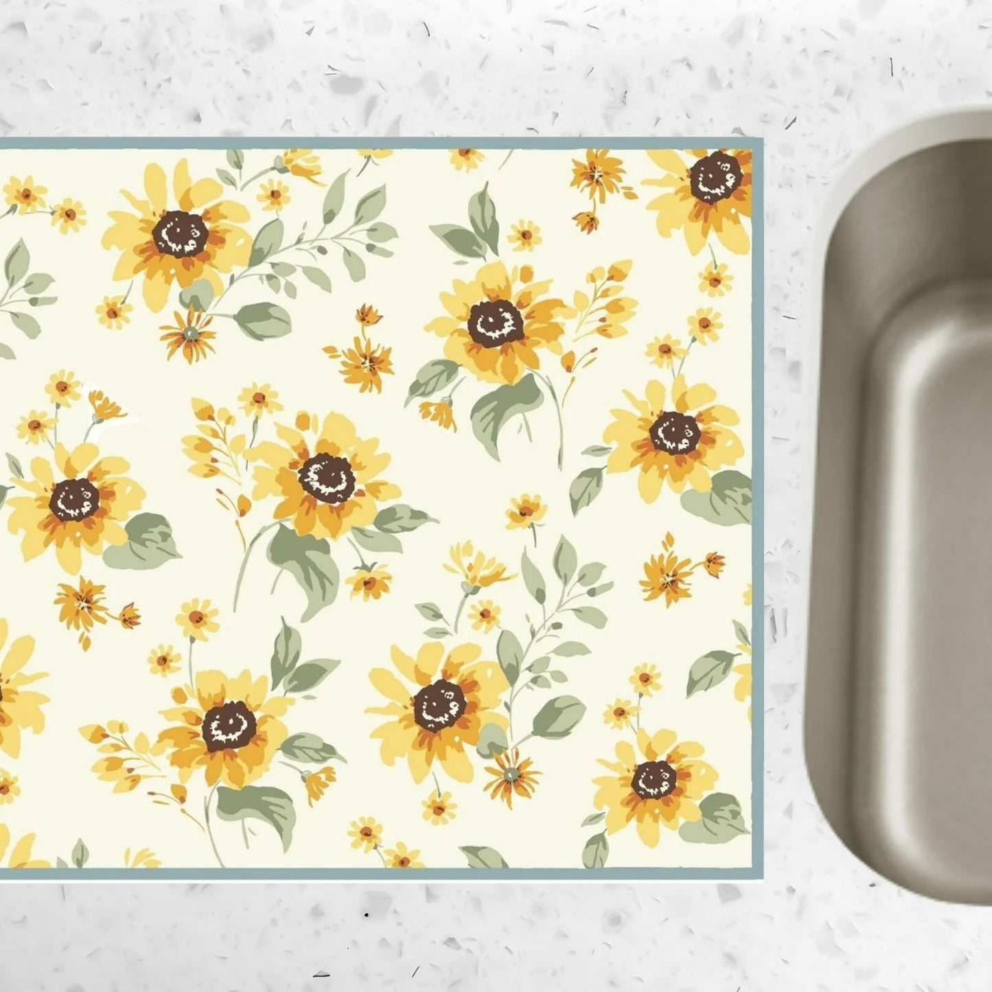 LunaLulinlk Sunflowers Countertop Dish Drying Mat, Decorative Dish Drying Pad