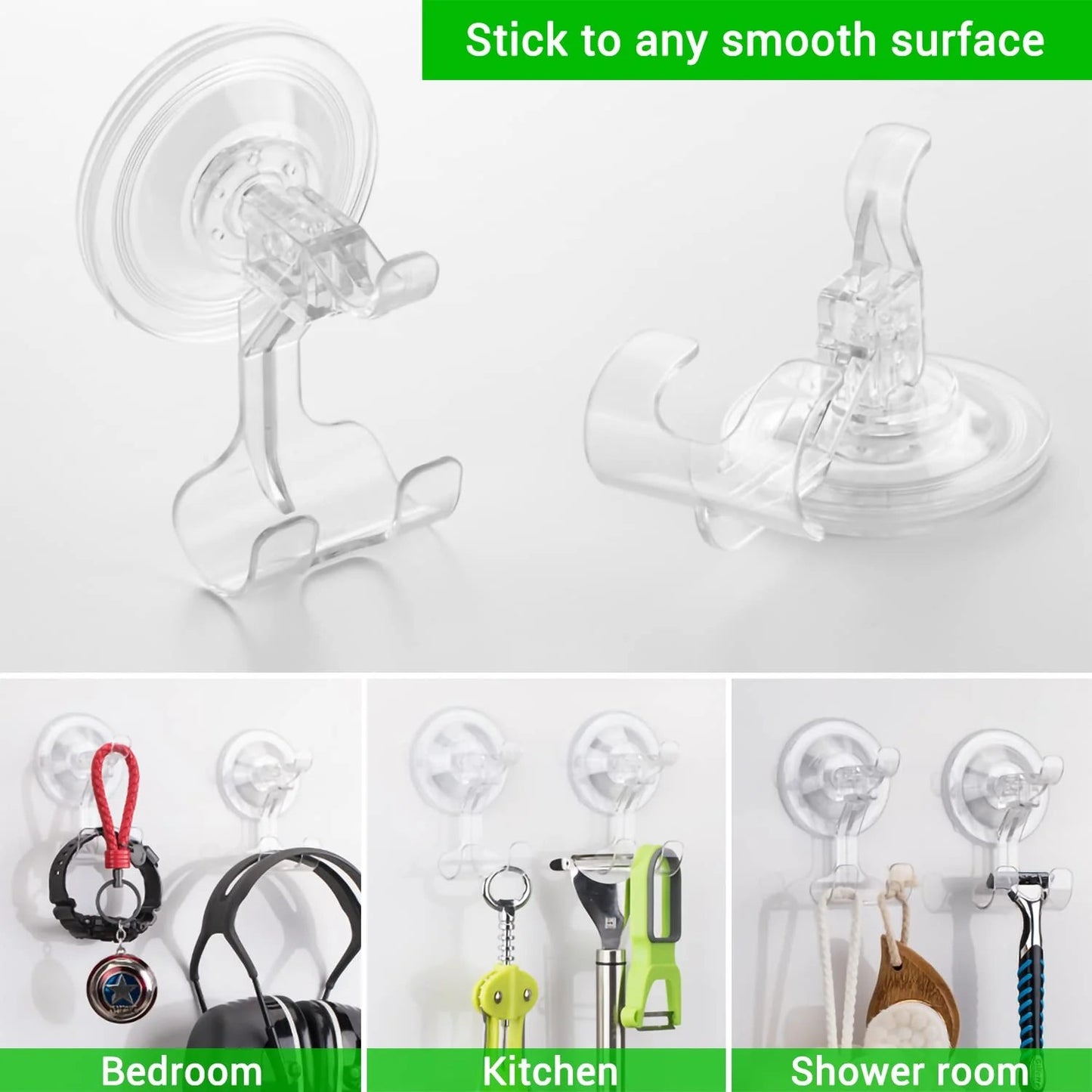 LunaLulinlk Shower Suction Hooks, Suction Cup Shower Razor Holder Reusable Removable Waterproof Suction Cup Hooks hanger 2 Pack