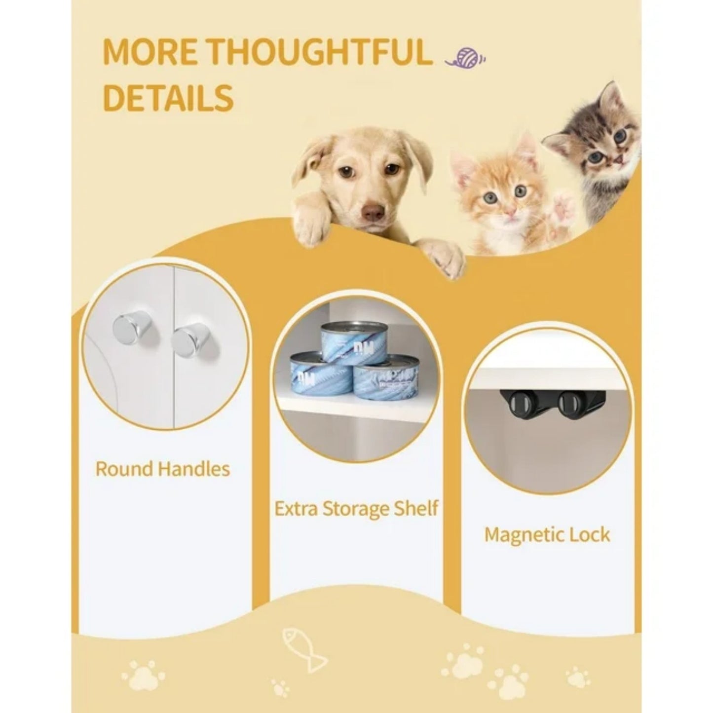 LunaLulinlk White cat litter box fence, modern cat litter box furniture, wooden pet house