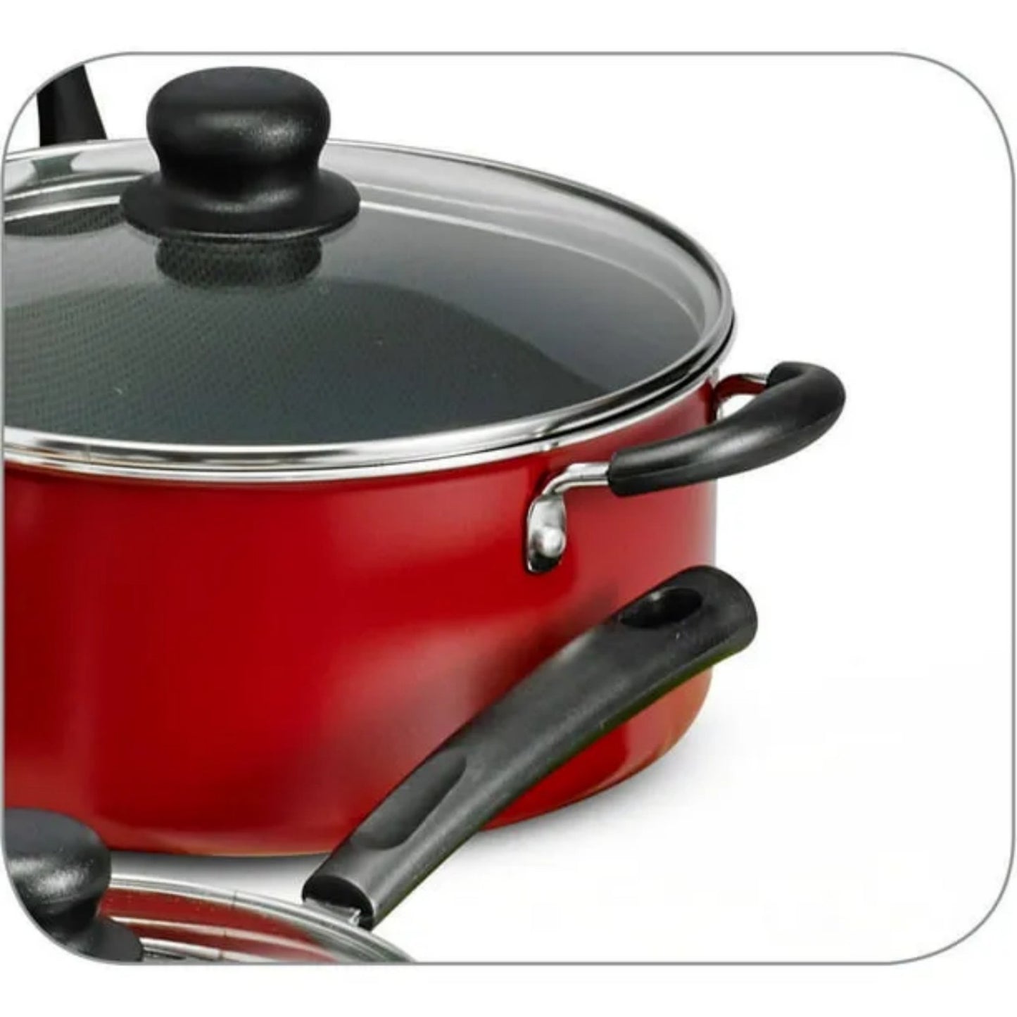 LunaLulink 18 Piece Non-stick Cookware Set, Steel Red