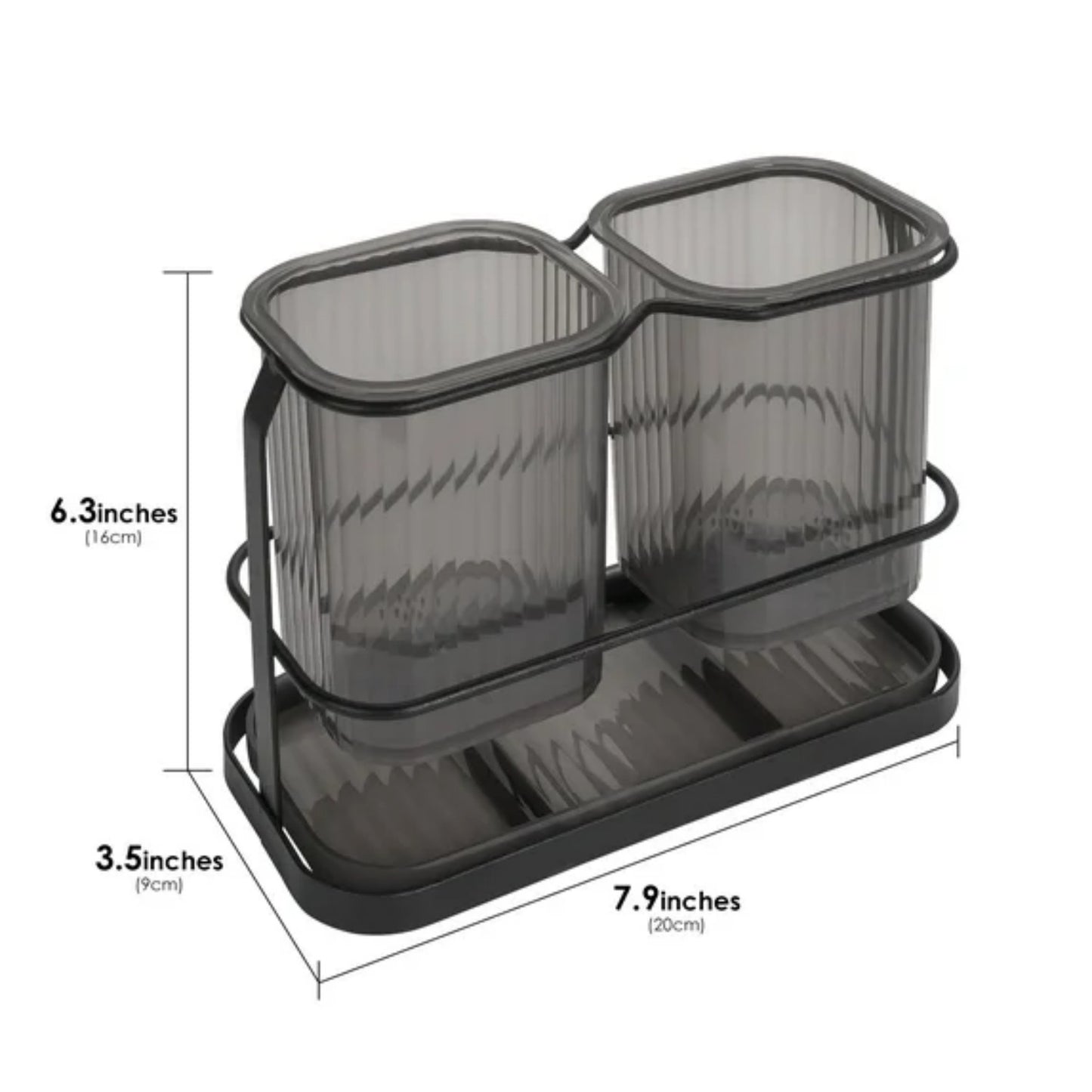 LunaLulinlk Toothbrush Holder with Drain Hole, 2 Slots Toothbrush Holder Wall-Mounted Dry & Wet Separation Toothbrush Storage Rack (Black)