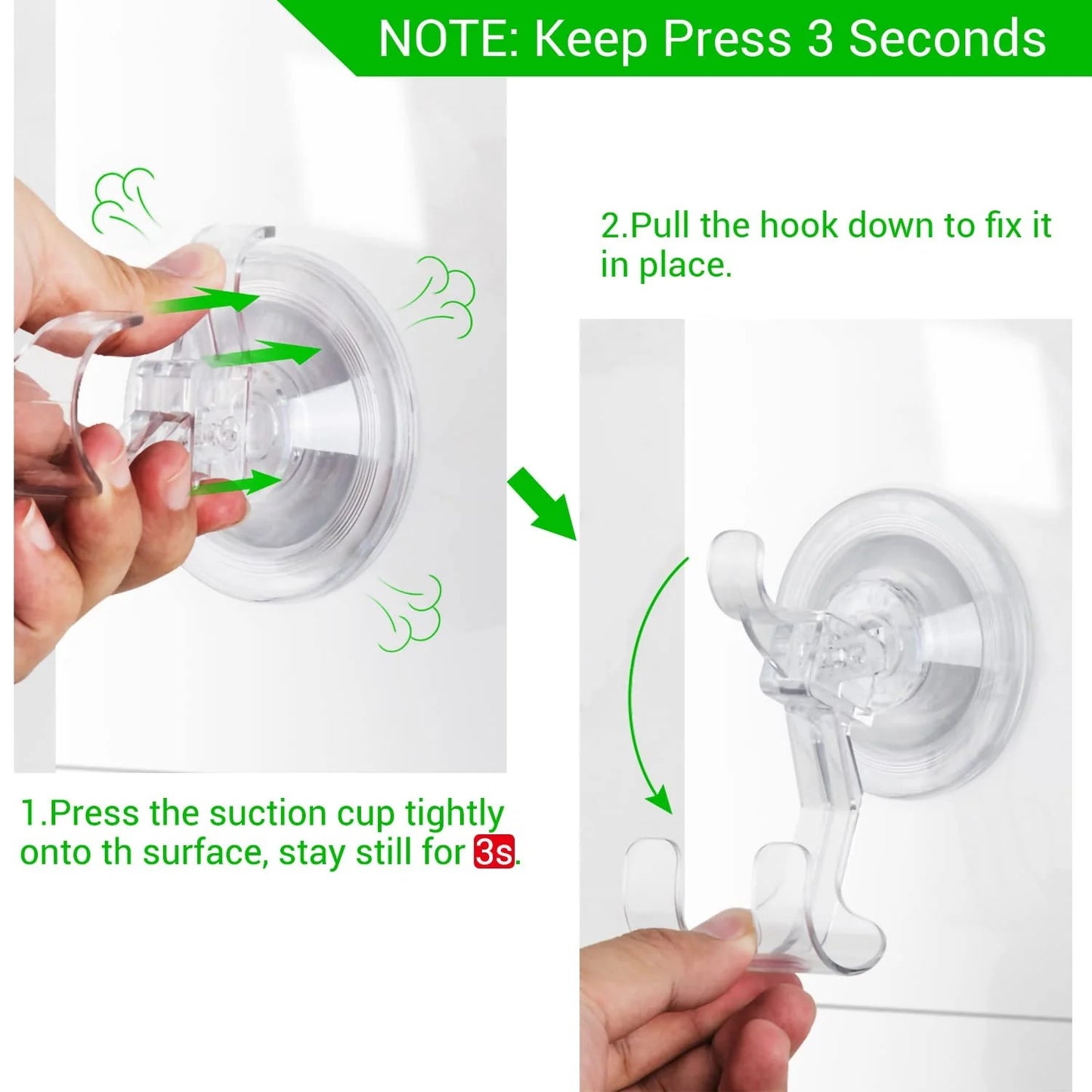 LunaLulinlk Shower Suction Hooks, Suction Cup Shower Razor Holder Reusable Removable Waterproof Suction Cup Hooks hanger 2 Pack