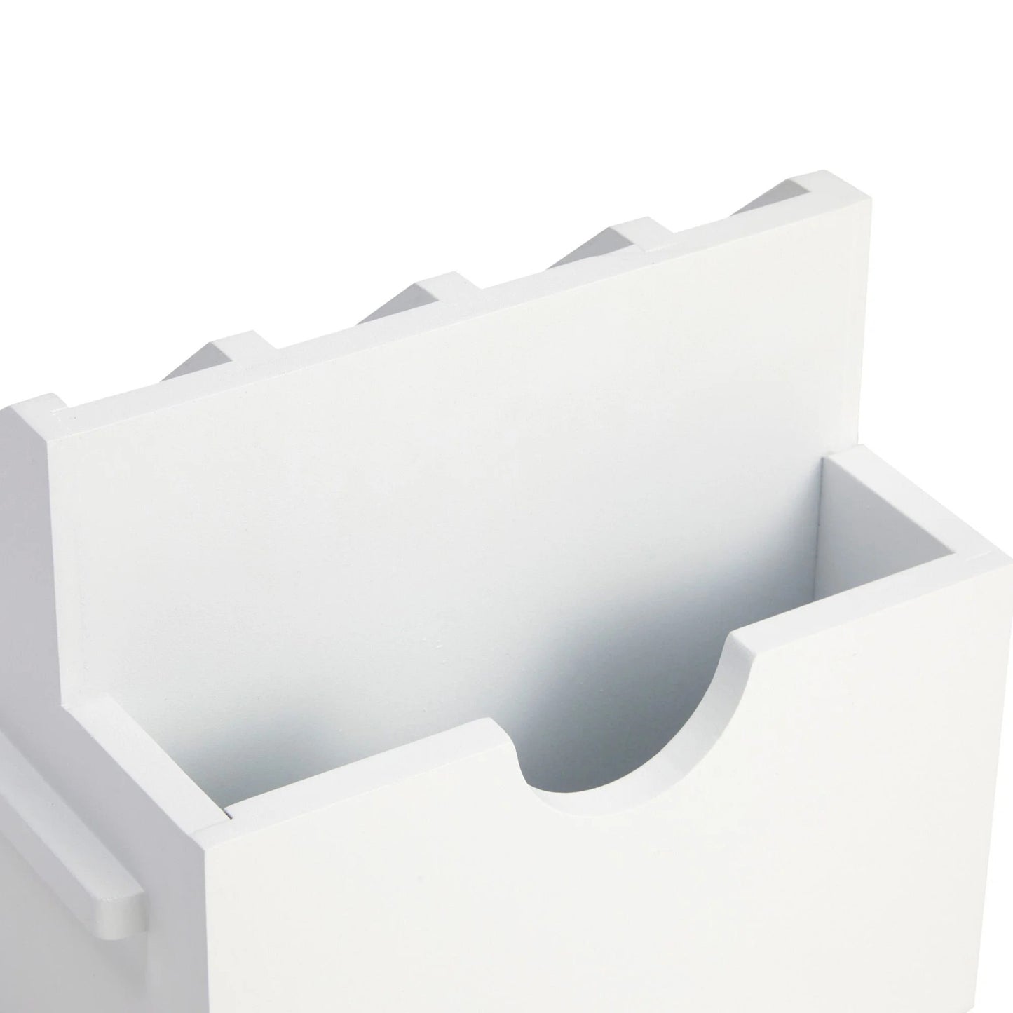 LunaLulinlk Small Wooden Utensil Holder with 5 Slots for Fork, Knife, and Spoons, Silverware Holder, Kitchen Organization (White, 7x5.25x6.5 in)