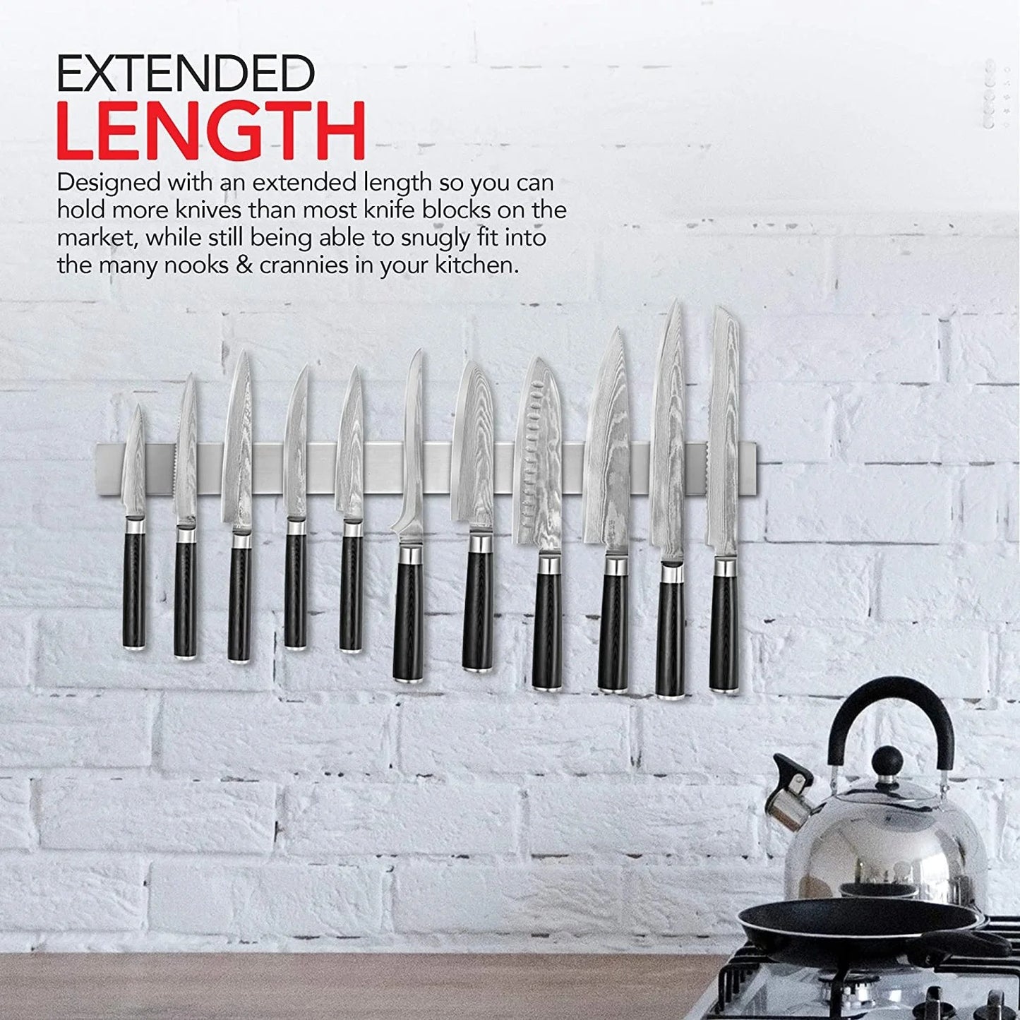 LunaLulinlk Stainless Steel 24" Magnetic Knife Bar with Multipurpose Use as Home Organizer
