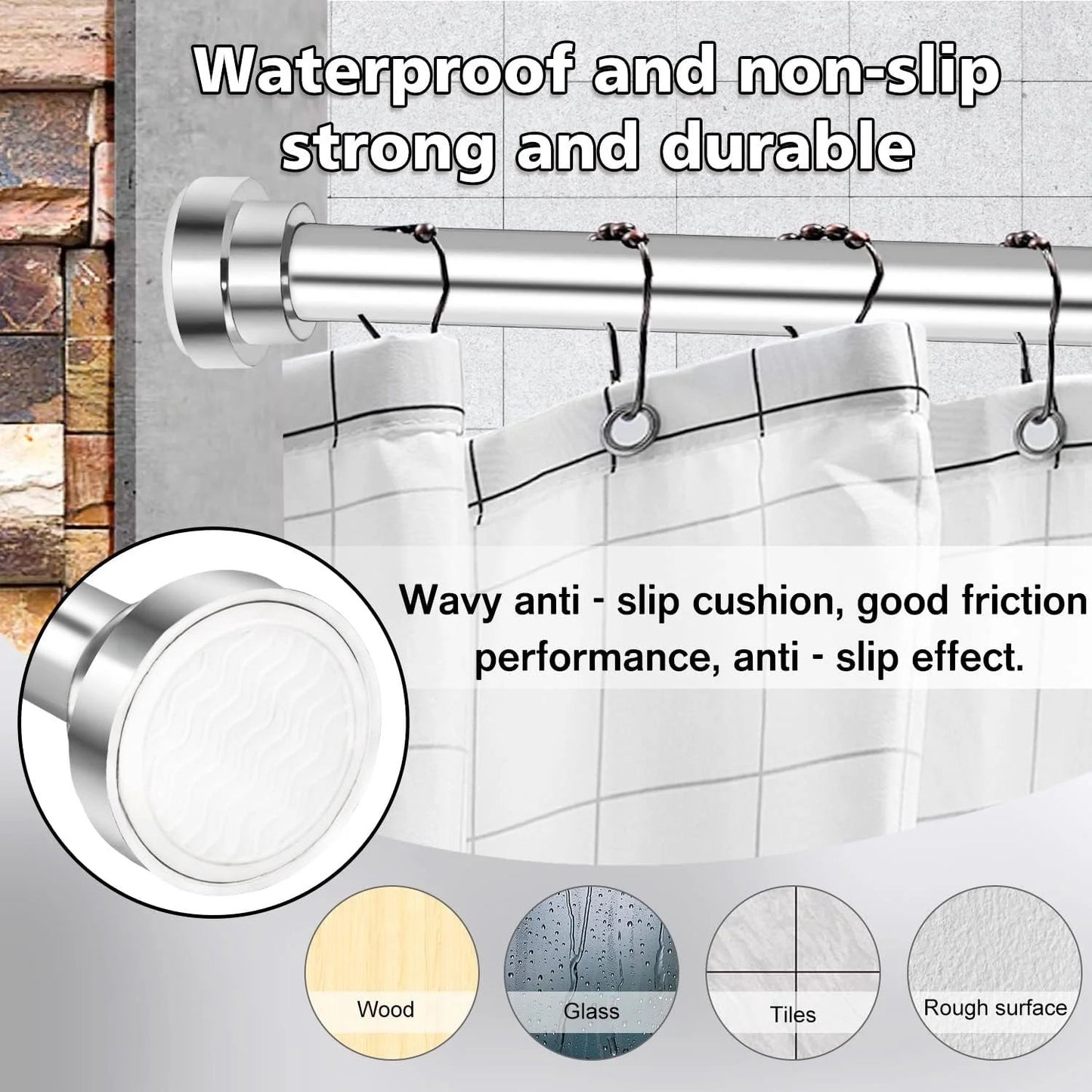 LunaLulinlk Swivel Shower Curtain Rod 31-50 inches Adjustable Silver Spring Tension Shower Rod