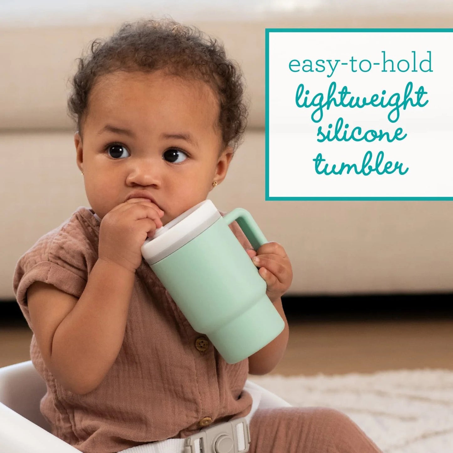 LunaLulinlk Tumbler – Adorable 9 oz. Training Cup with Toddler-Friendly Straw and Handle, Cool Mint