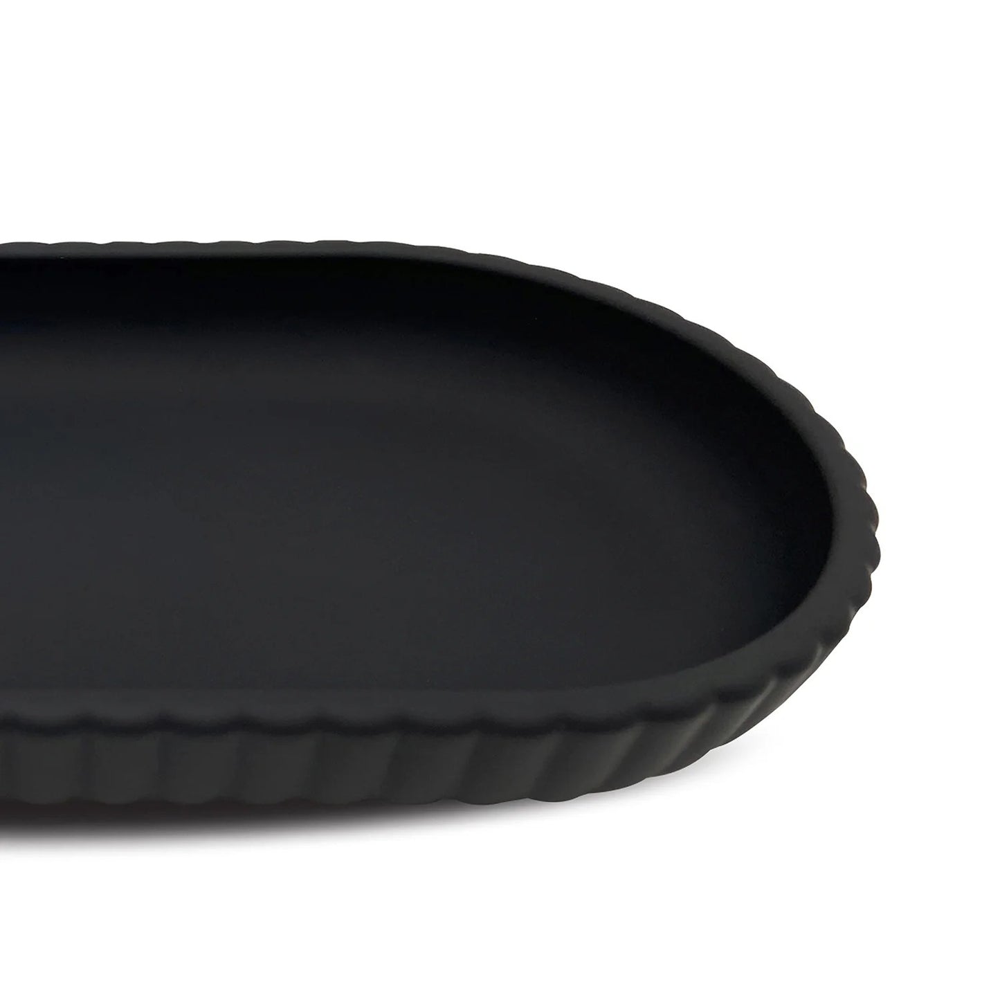 LunaLulinlk Soap Dish Rubberized Plastic Ribbed Accessory Tray, Black