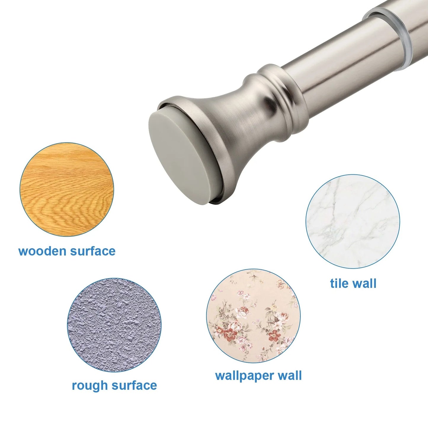 LunaLulinlk Spring Tension Shower Curtain Rod, 54-90 inches Rust-Resistance Tension Curtain Rod Bathroom Rod