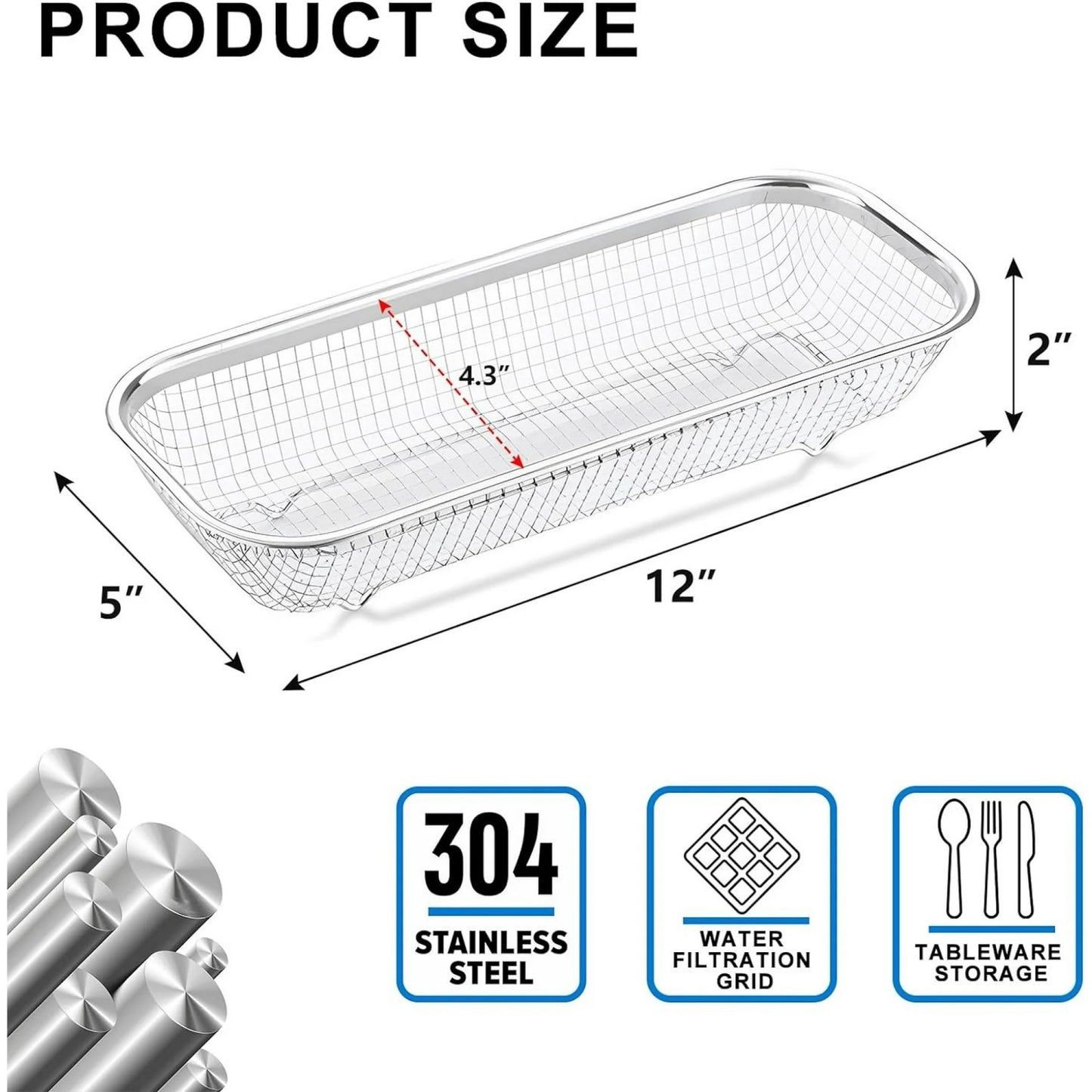 LunaLulinlk Utensil Drying Rack, 2 Pack Stainless Steel Utensils Holder Silverware Basket, Compact Dish Drainer for Kitchen Counter