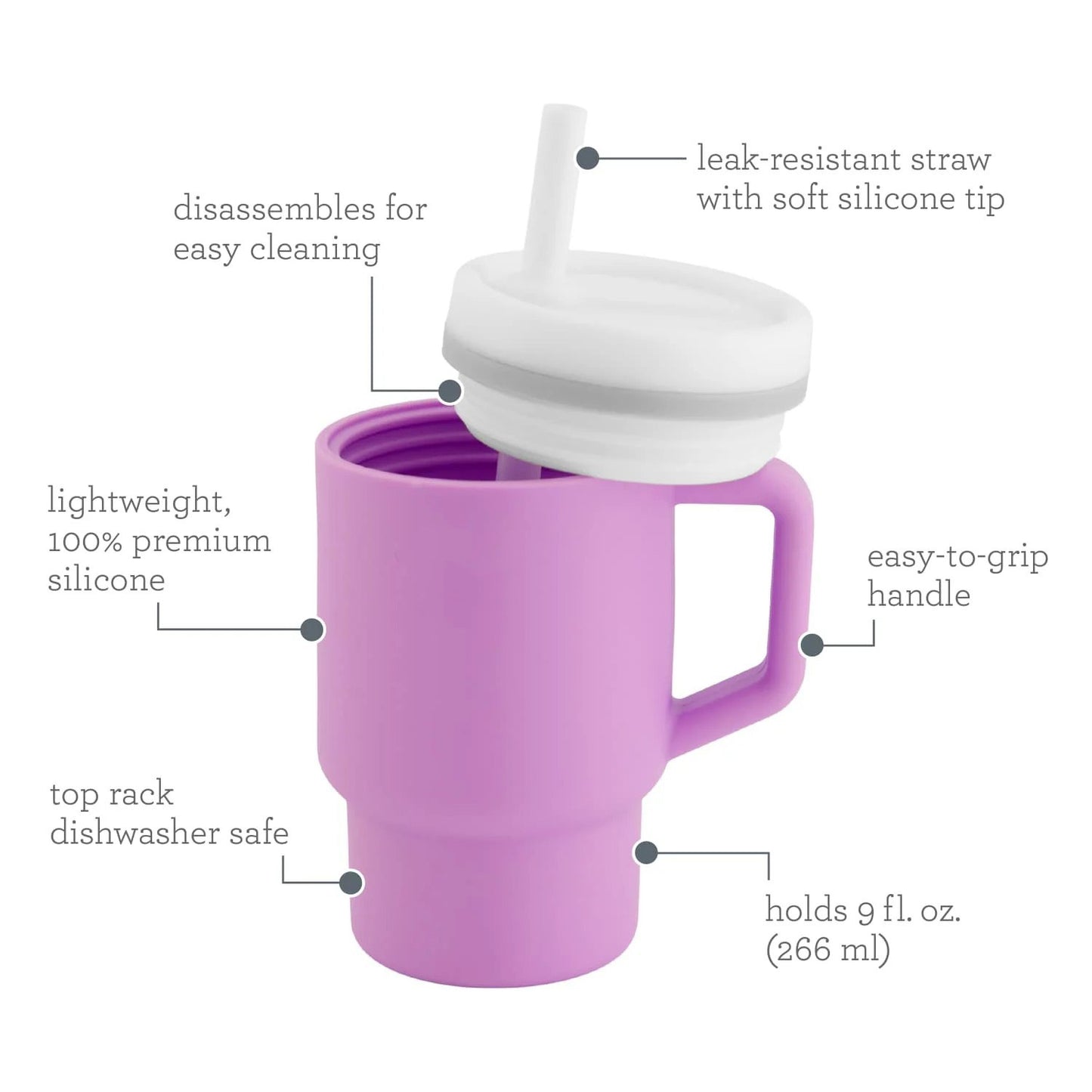 LunaLulinlk Tumbler – Adorable 9 oz. Training Cup with Toddler-Friendly Straw and Handle, Lilac
