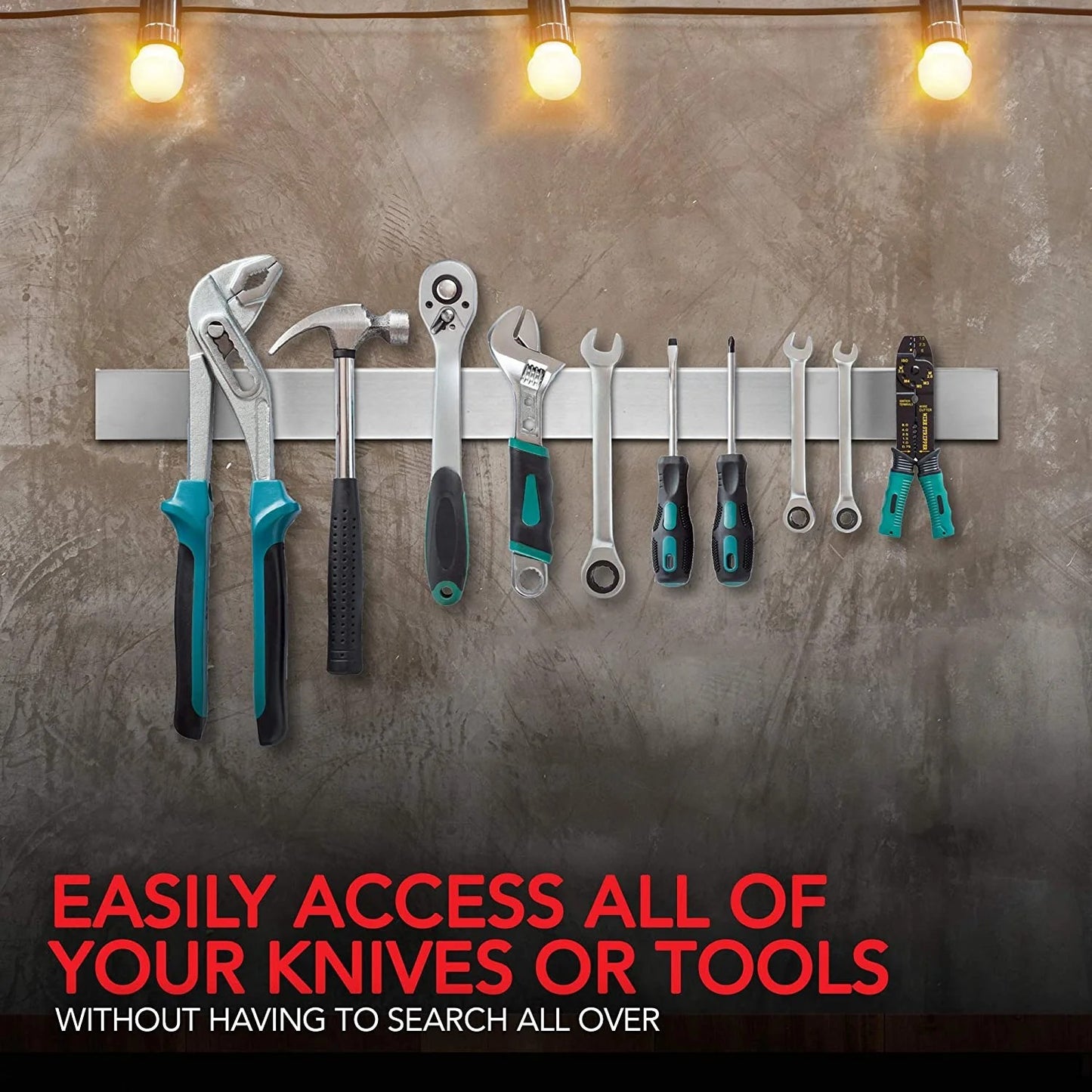 LunaLulinlk Stainless Steel 24" Magnetic Knife Bar with Multipurpose Use as Home Organizer