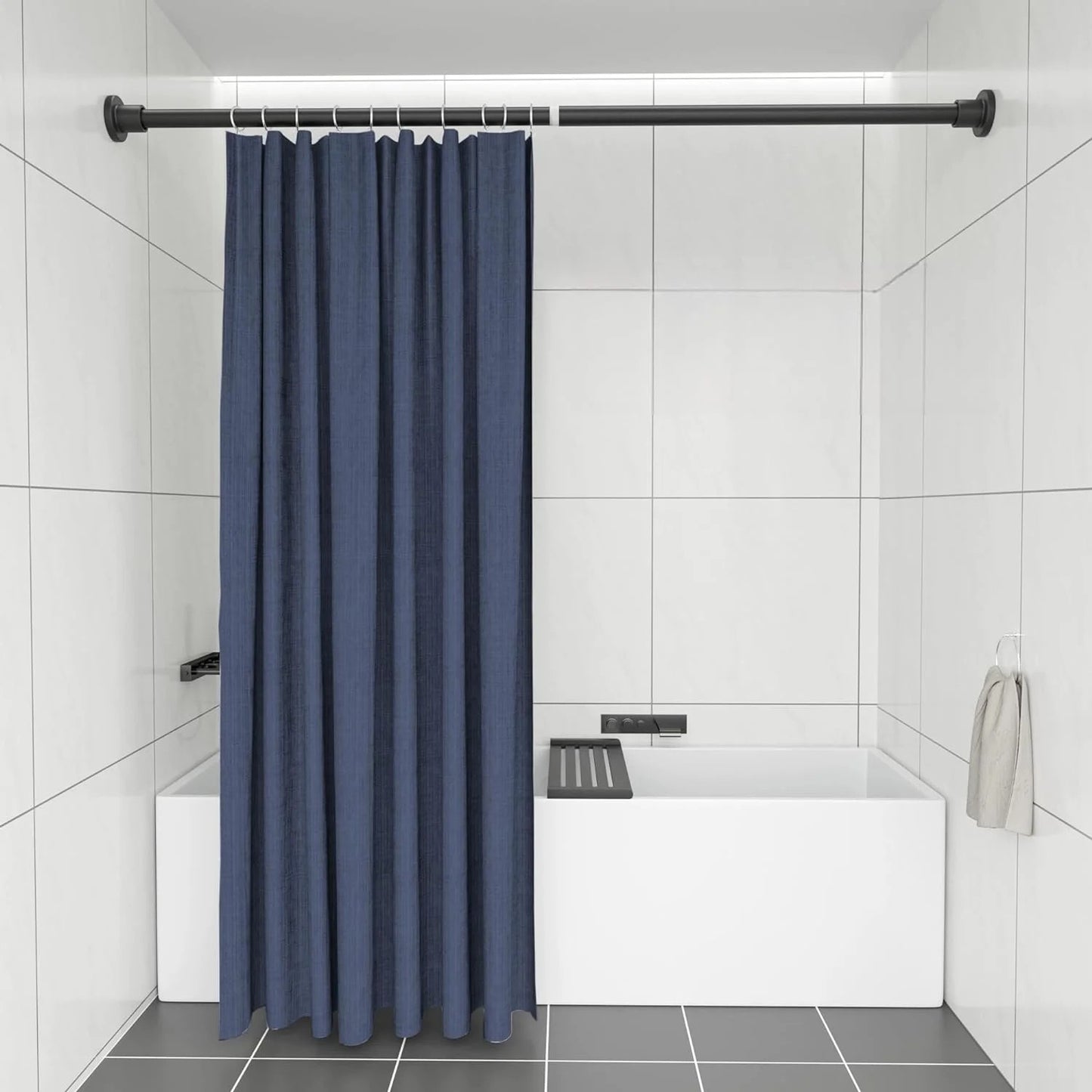 LunaLulinlk Stainless Steel 43" ~ 72" Straight Adjustable Tension Shower Rod - Bronze