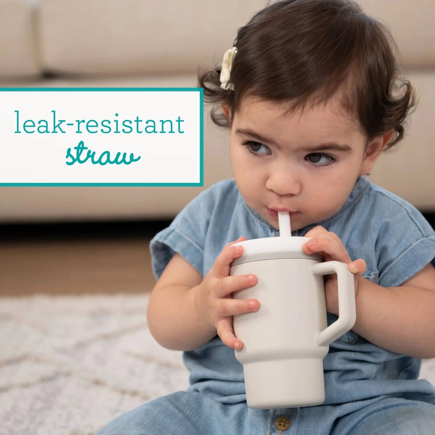 LunaLulinlk Tumbler – Adorable 9 oz. Training Cup with Toddler-Friendly Straw and Handle, Cream