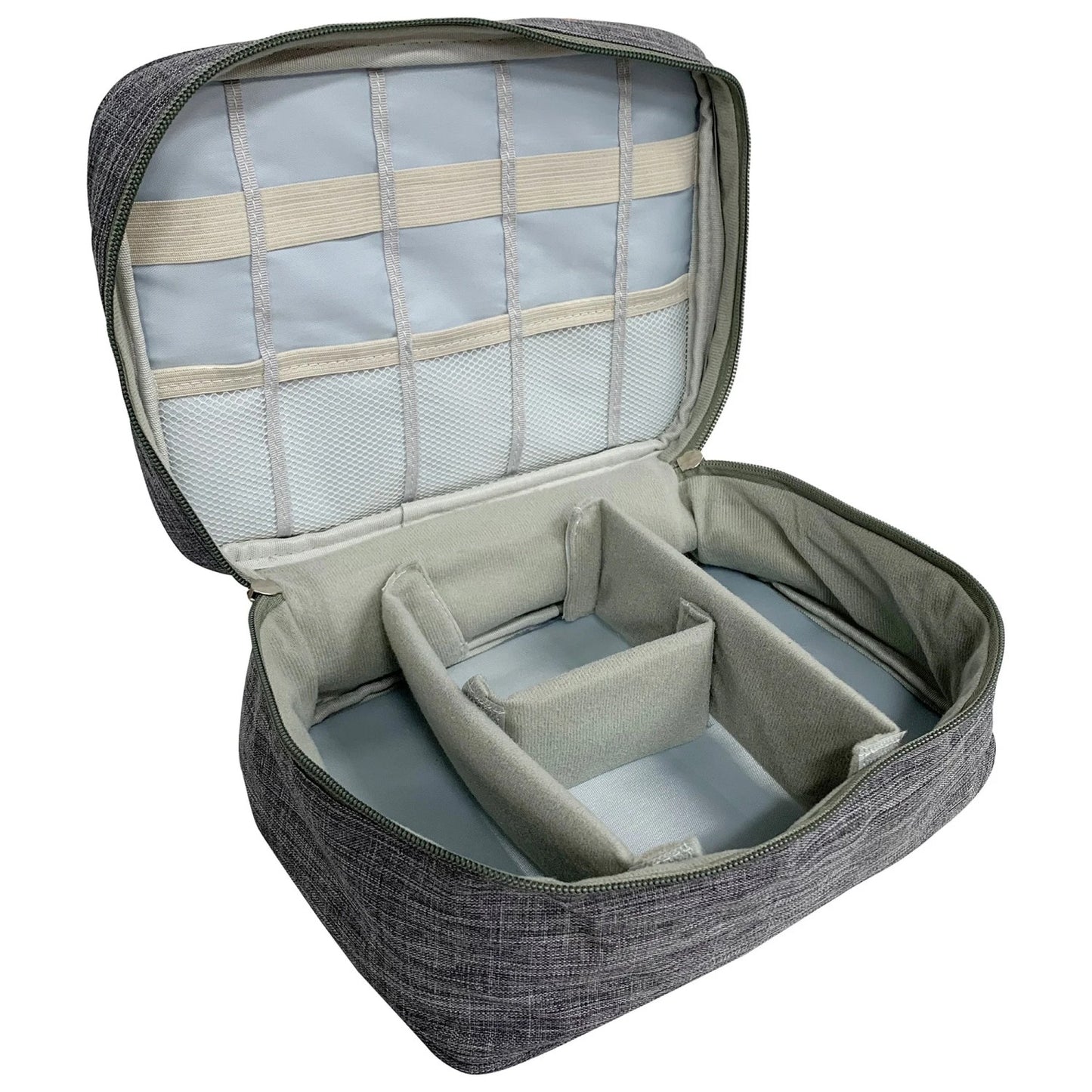 LunaLulinlk Soft Shell Electronic Carrying Case with Mesh Pockets, for USBs, Gray