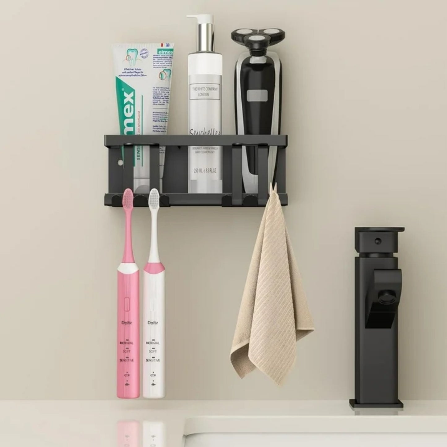 LunaLulinlk Toothbrush Holders for Bathrooms Toothbrush Holder Wall Mounted,2 Cups Toothbrush Holder Bathroom Organizer Accessories