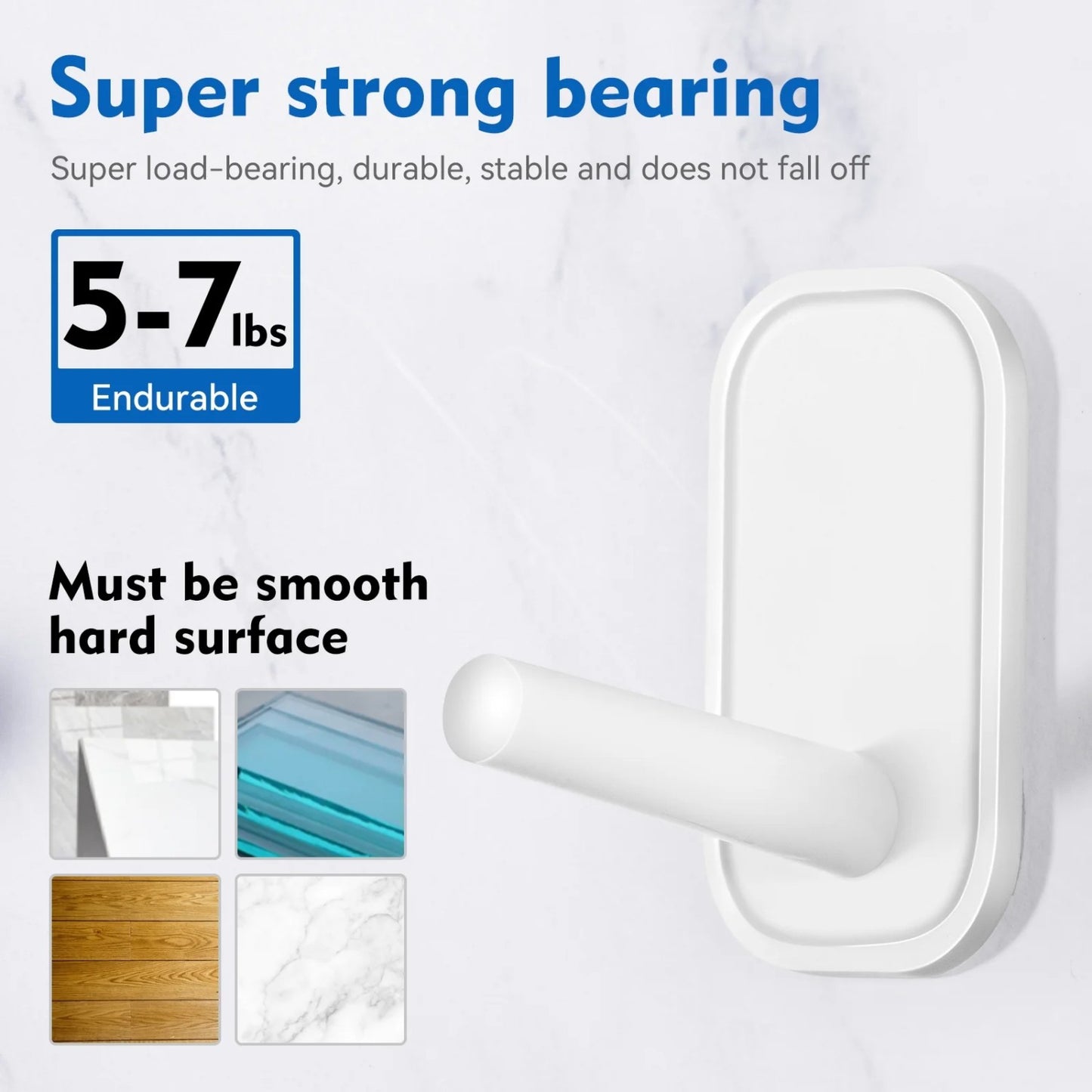LunaLulinlk White Wall Hook Coat Rack for Hanging Towel Backpack Hat Damage Free Decorating