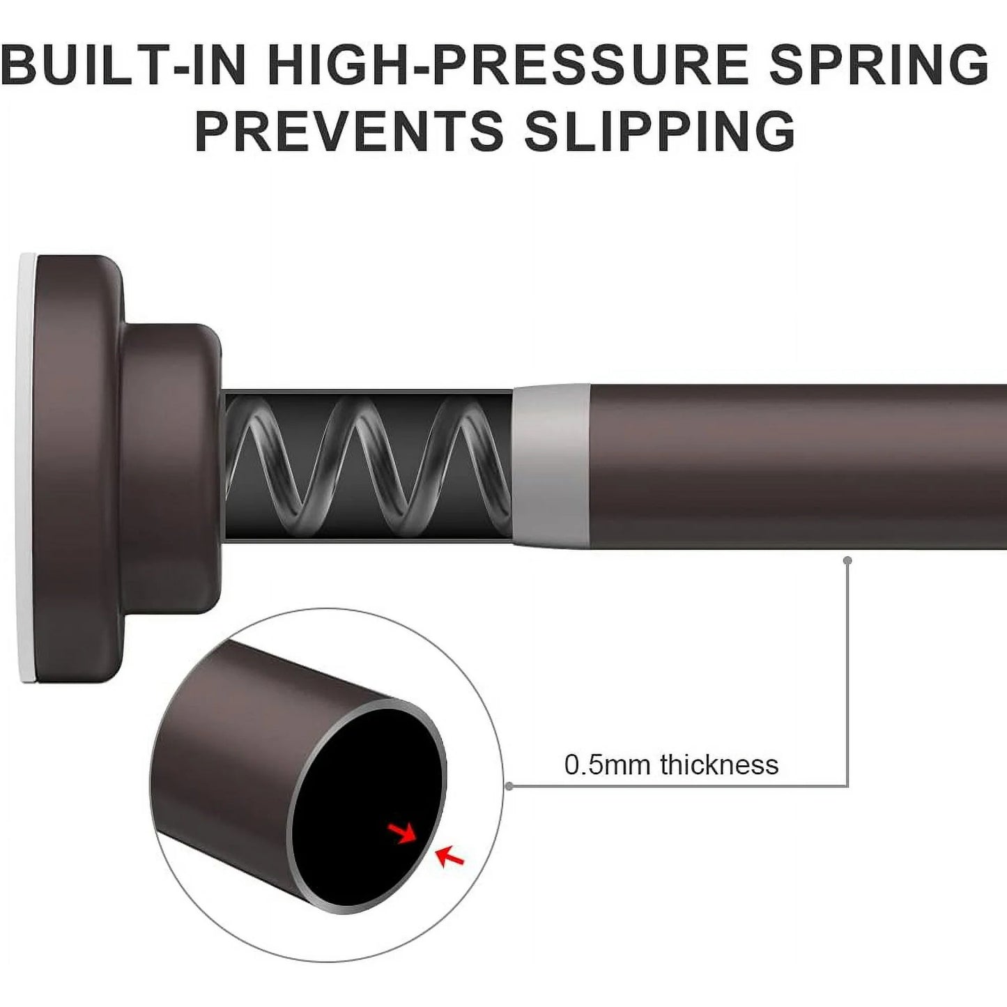 LunaLulinlk Stainless Steel 43" ~ 72" Straight Adjustable Tension Shower Rod - Bronze