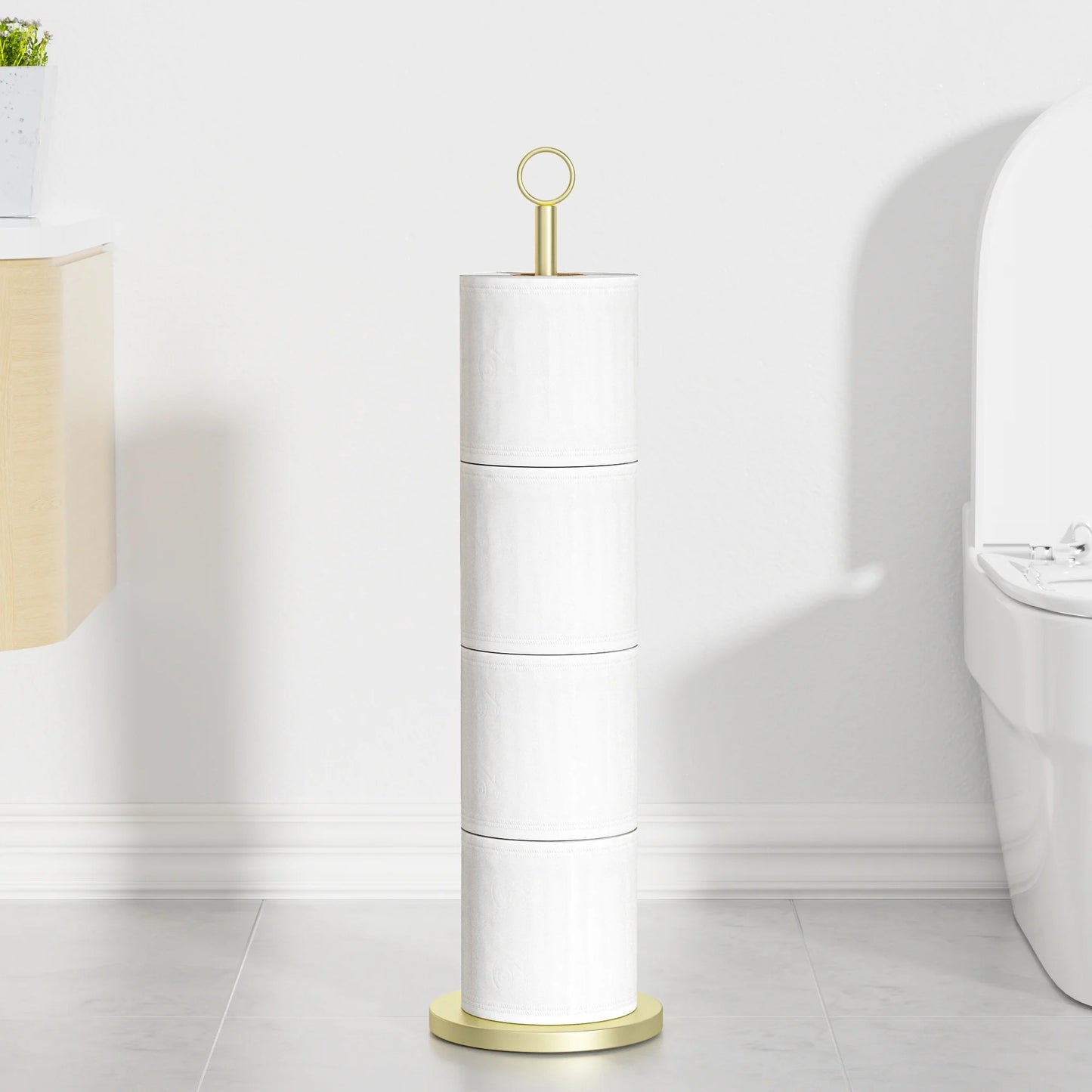LunaLulinlk Toilet Paper Holder Stand(with Reserve Function), Free-Standing Spare Rolls Storage Holder, Stainless Steel