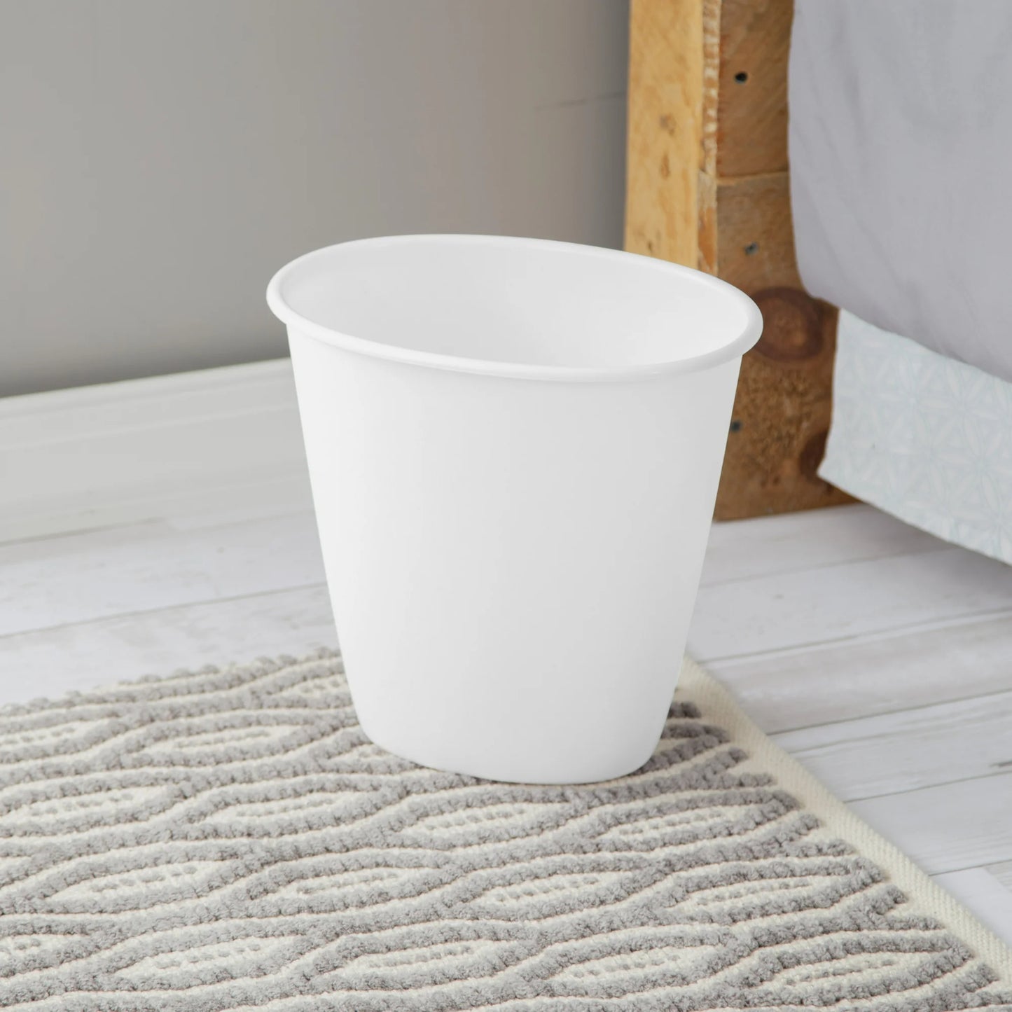 LunaLulinlk White 1.5 Gallon Oval Basin Trash Can 4-Pack, Plastic
