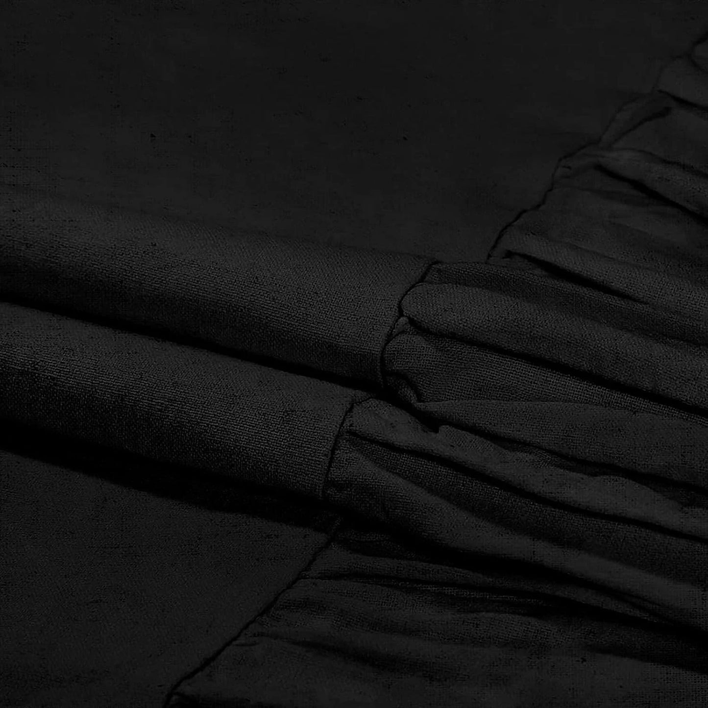 LunaLulinlk Shower Curtain with A Ruffle Hem Black Linen Shower Curtain