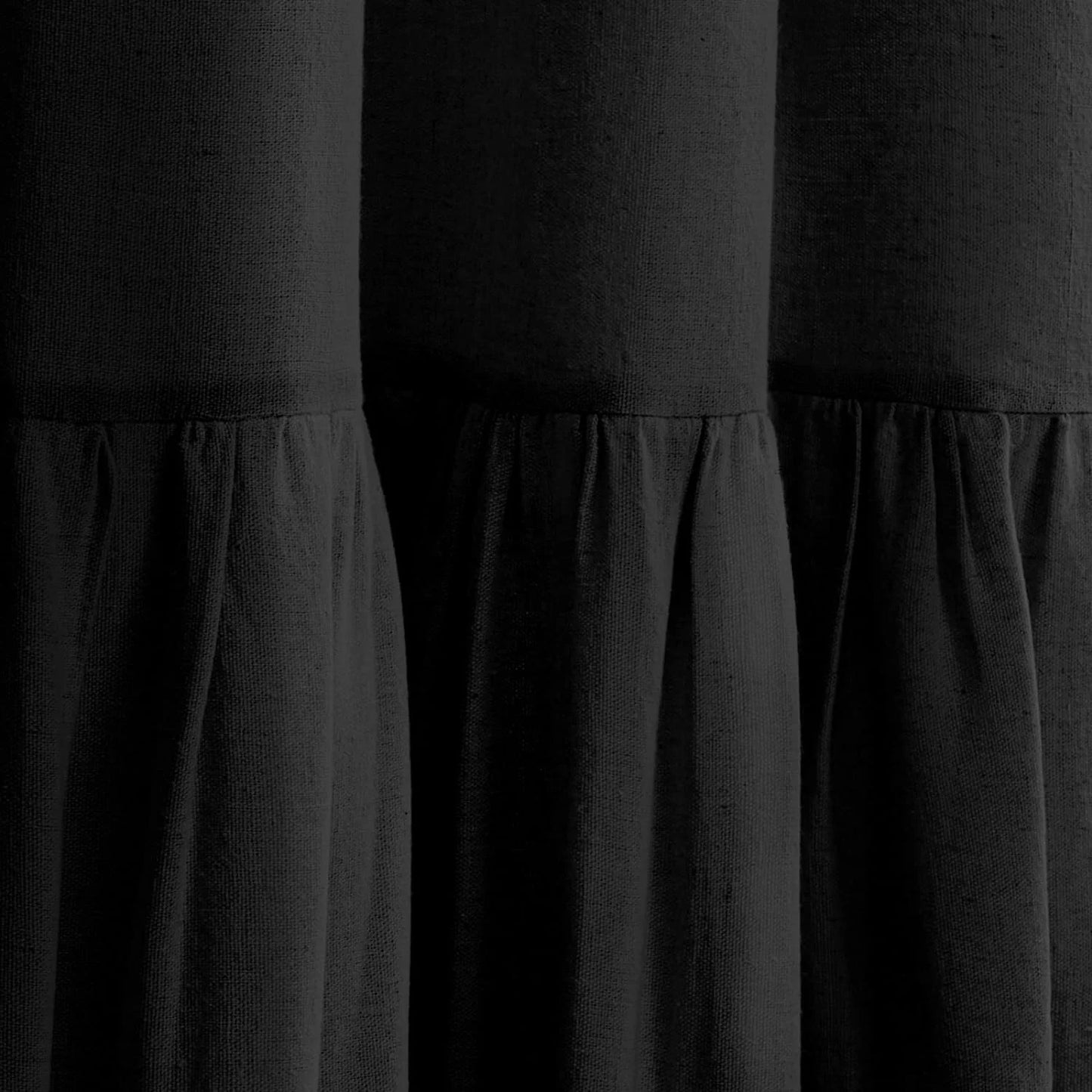 LunaLulinlk Shower Curtain with A Ruffle Hem Black Linen Shower Curtain