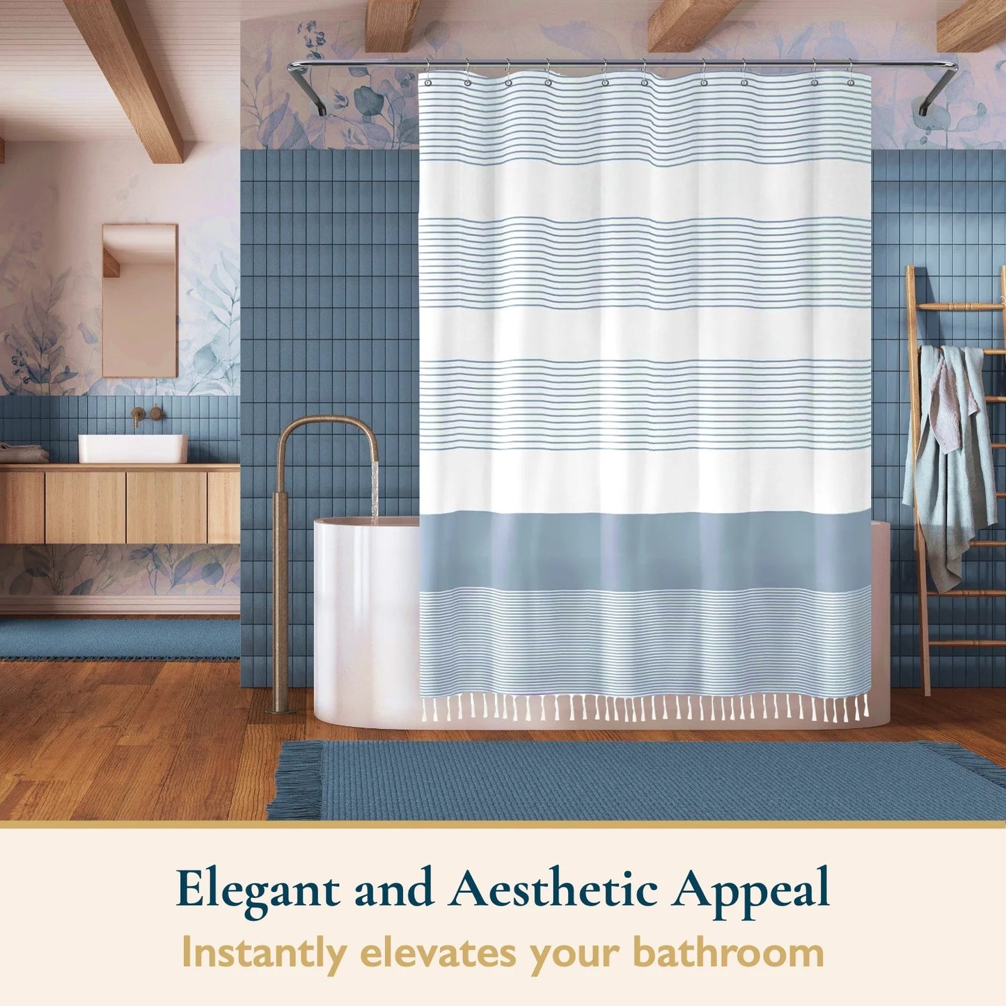 LunaLulinlk Tassel Shower Curtain Set with Hooks
