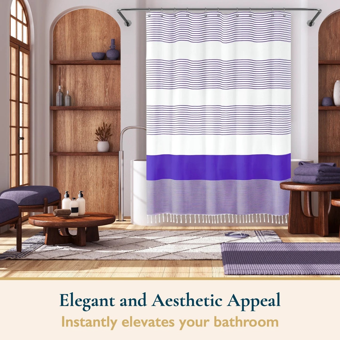 LunaLulinlk Tassel Shower Curtain Set with Hooks