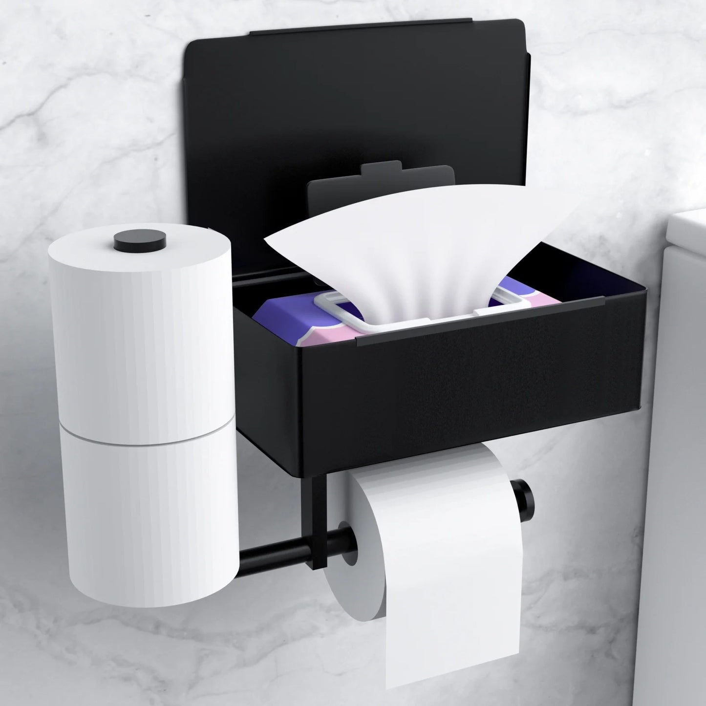 LunaLulinlk Toilet Paper Holder Wall Mount Stainless Steel Shelf with Toilet Roll Storage & Wipes Dispenser for Bathroom