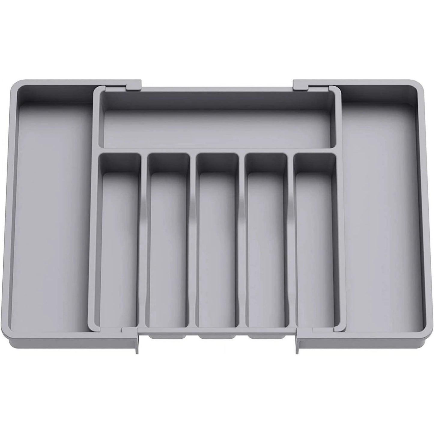 LunaLulinlk Silverware Drawer Organizer, Expandable Utensil Tray for Kitchen, Adjustable Flatware Grey